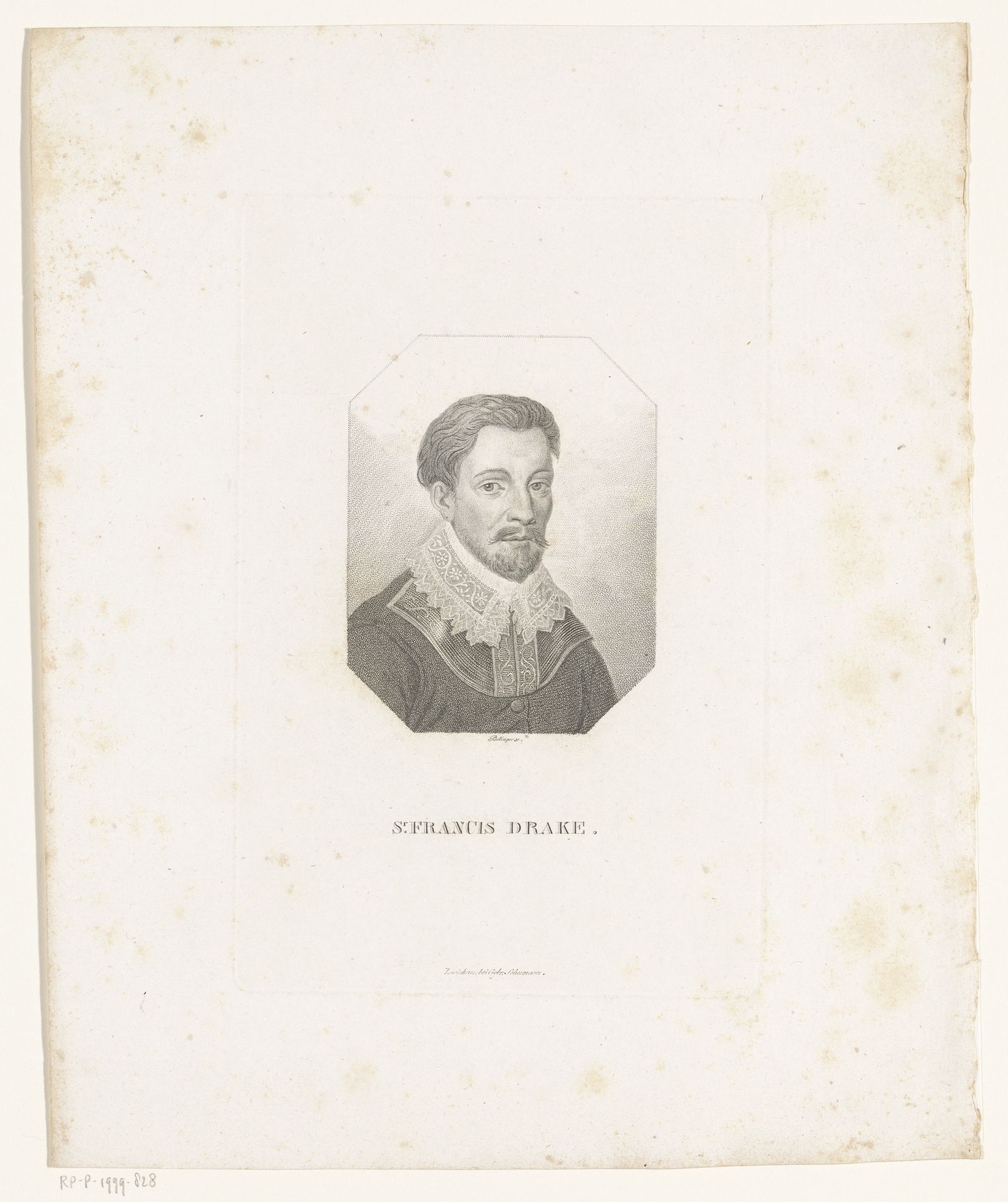 Portret van Francis Drake by Friedrich Wilhelm Bollinger