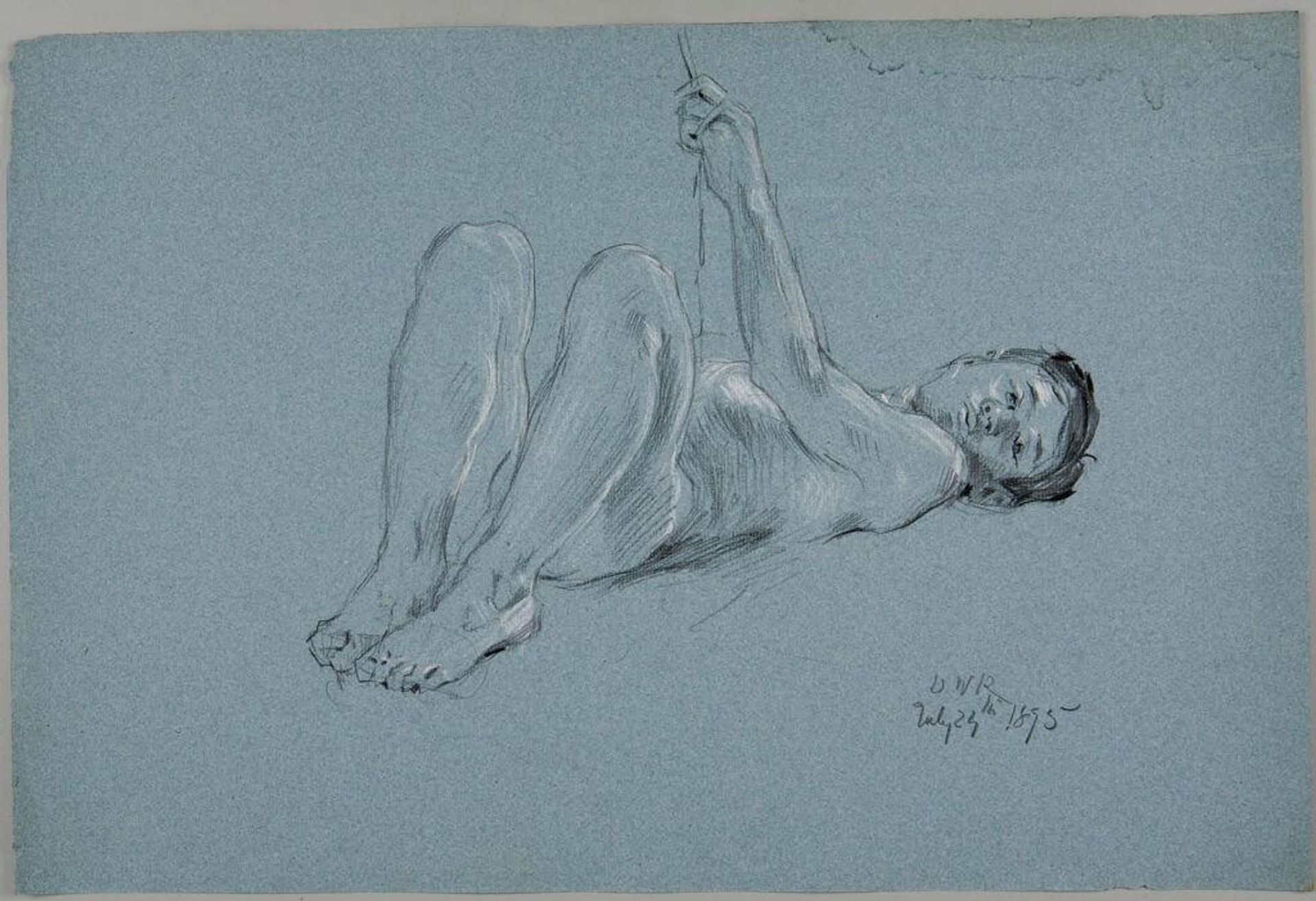 Reclining Male Nude with Knees Bent by Denman Waldo Ross