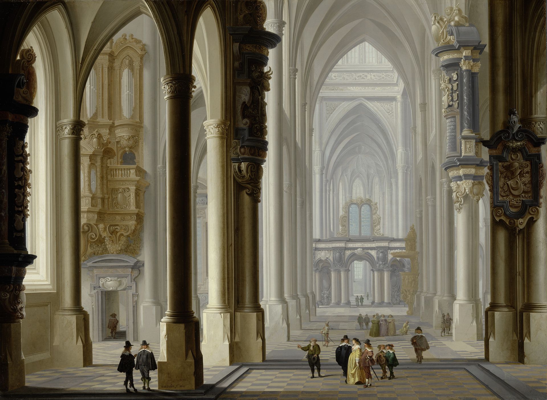 Interior of a Gothic Church by Dirck van Delen
