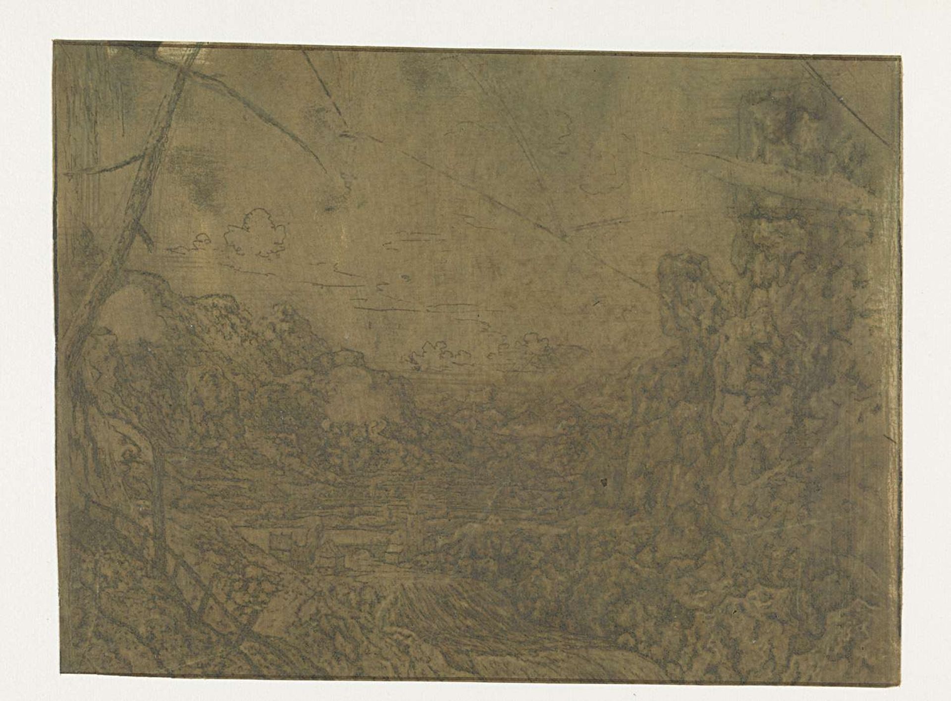 Landscape with a Waterfall, First Version by Hercules Segers