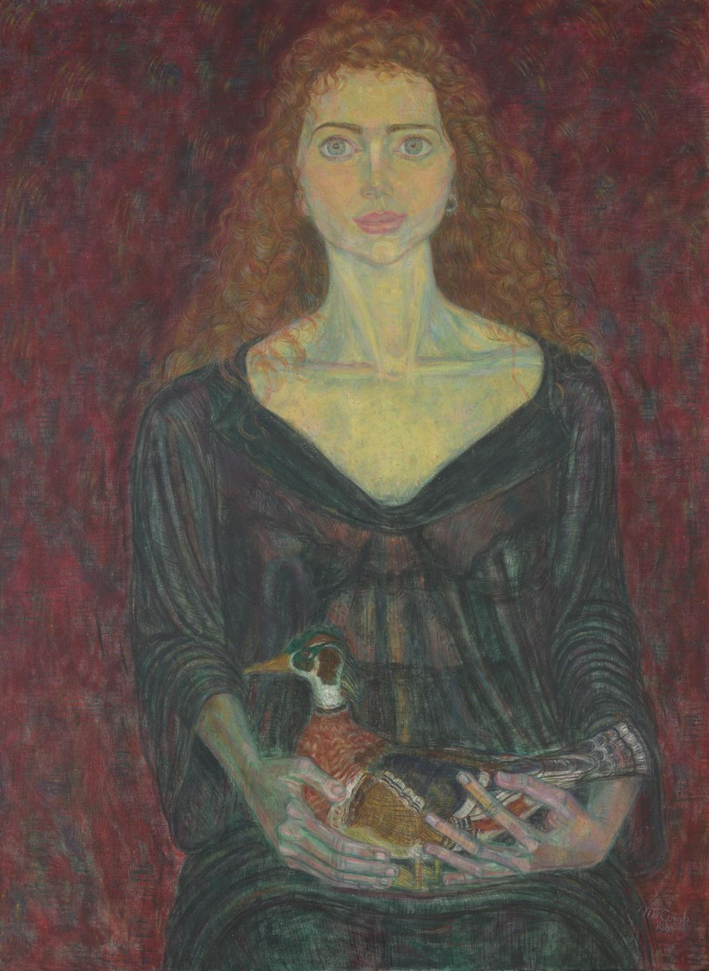 Young Woman Holding Duck by  Leonard McComb