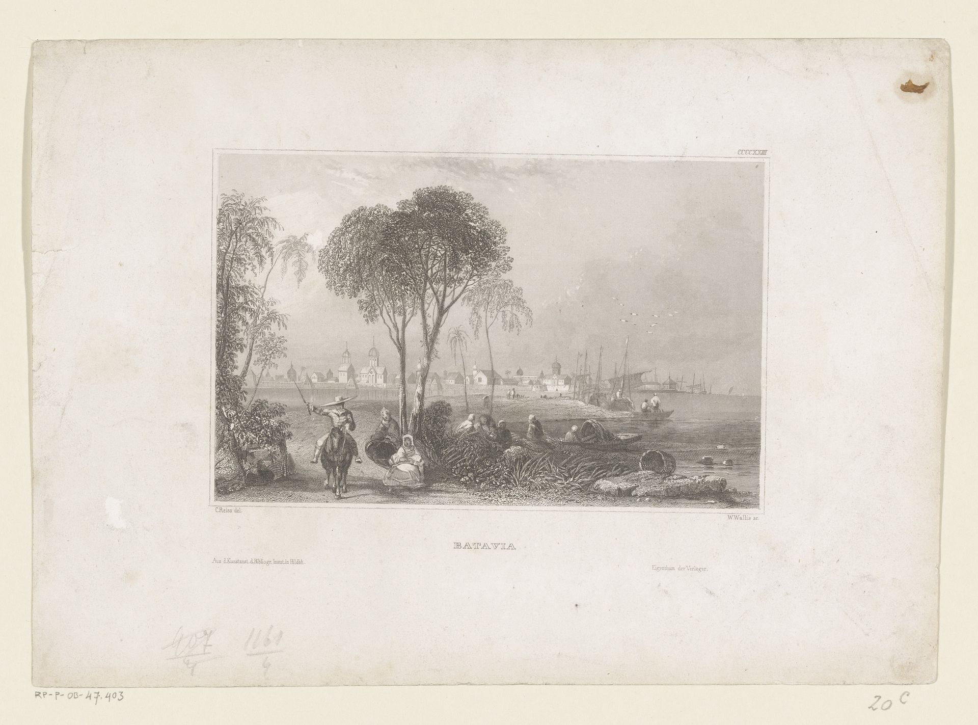 Gezicht op Batavia met figuren op de voorgrond by W. Wallis