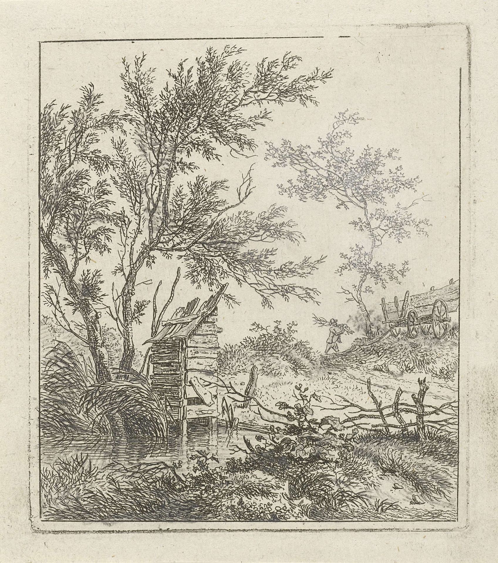 Landschap met houtsprokkelaar by Hermanus Fock