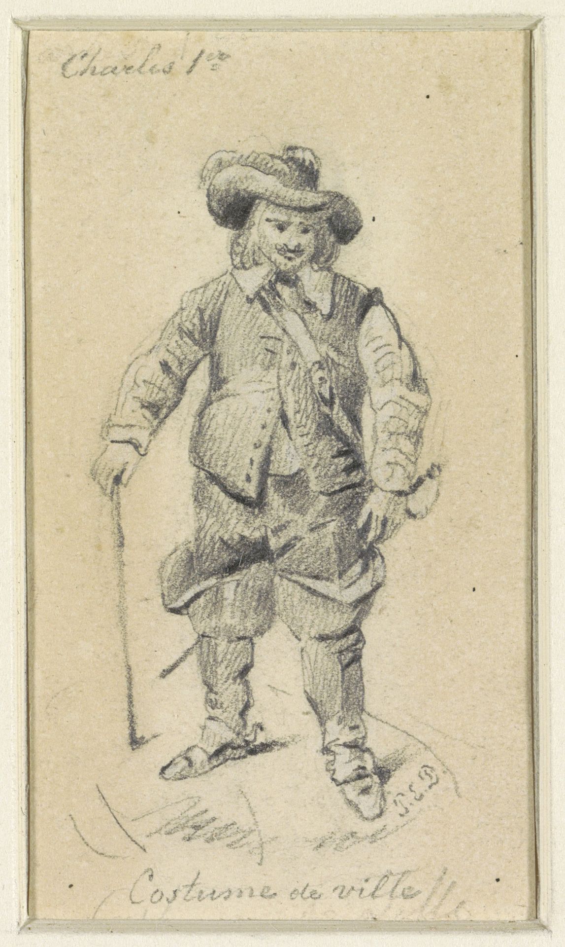 Kostuumstudie van staande ridder by Pierre Emmanuel Dielman