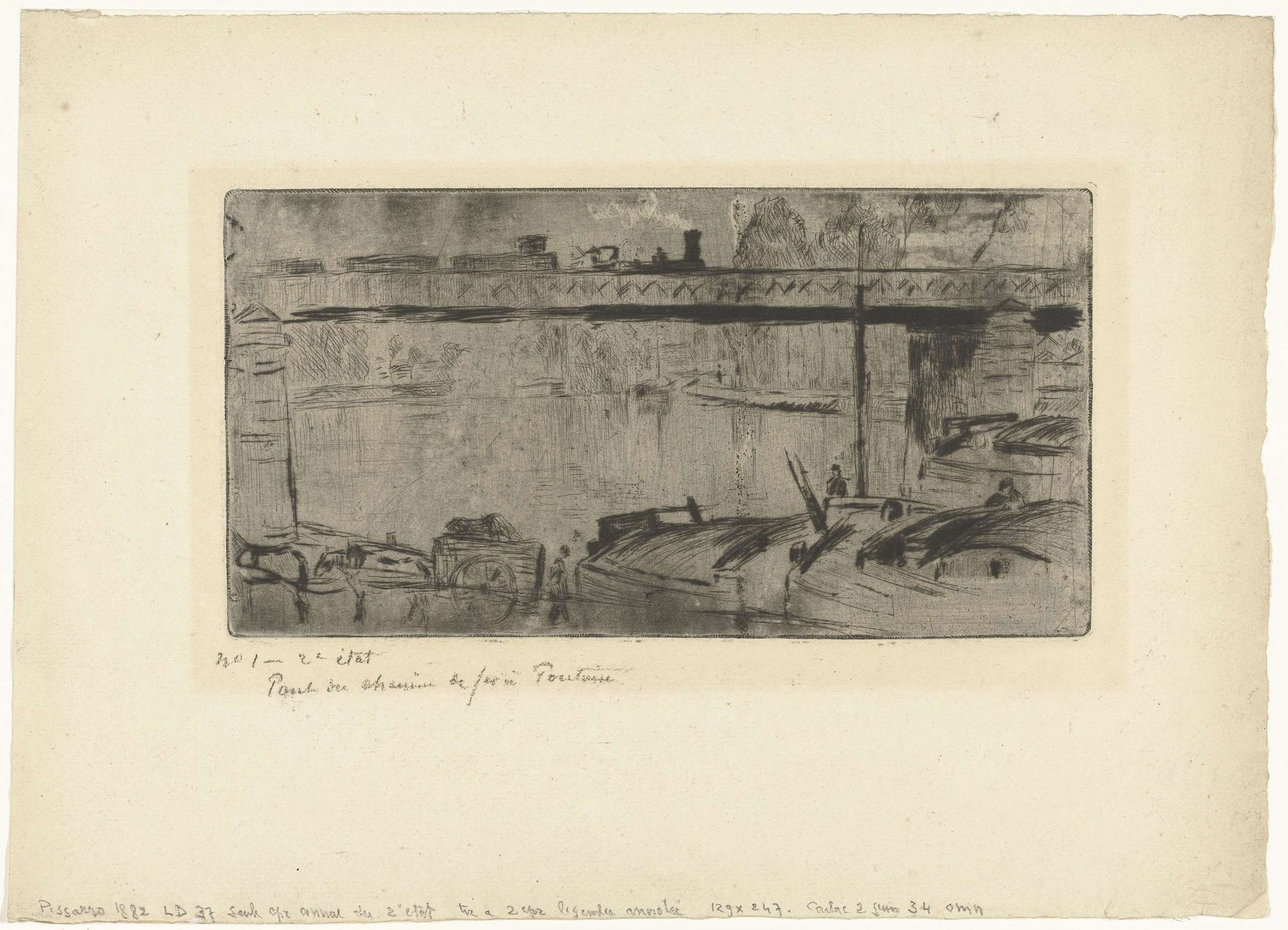 Spoorwegbrug te Pontoise by Camille Pissarro