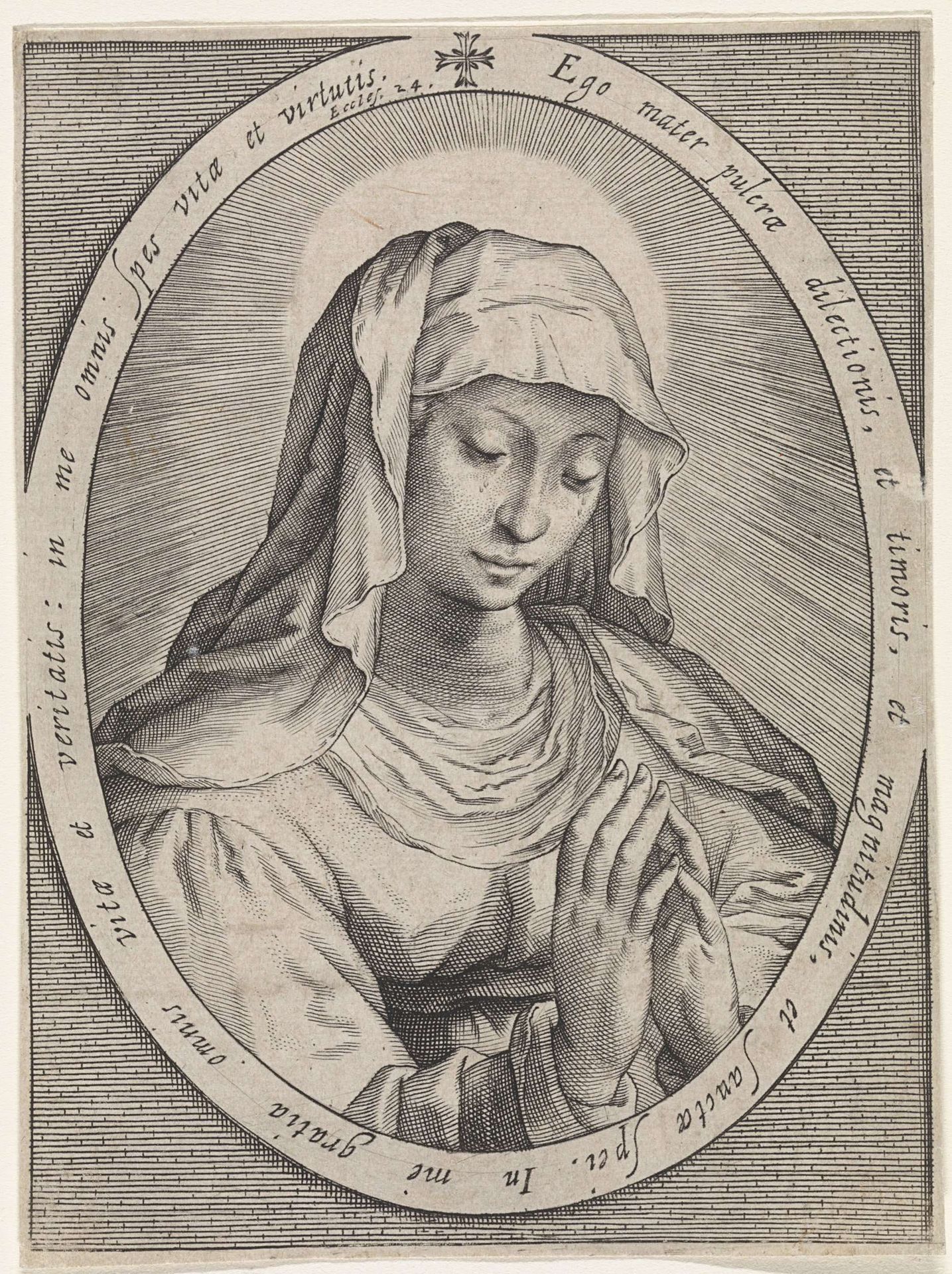Buste van Maria, in ovaal by Jacob Matham