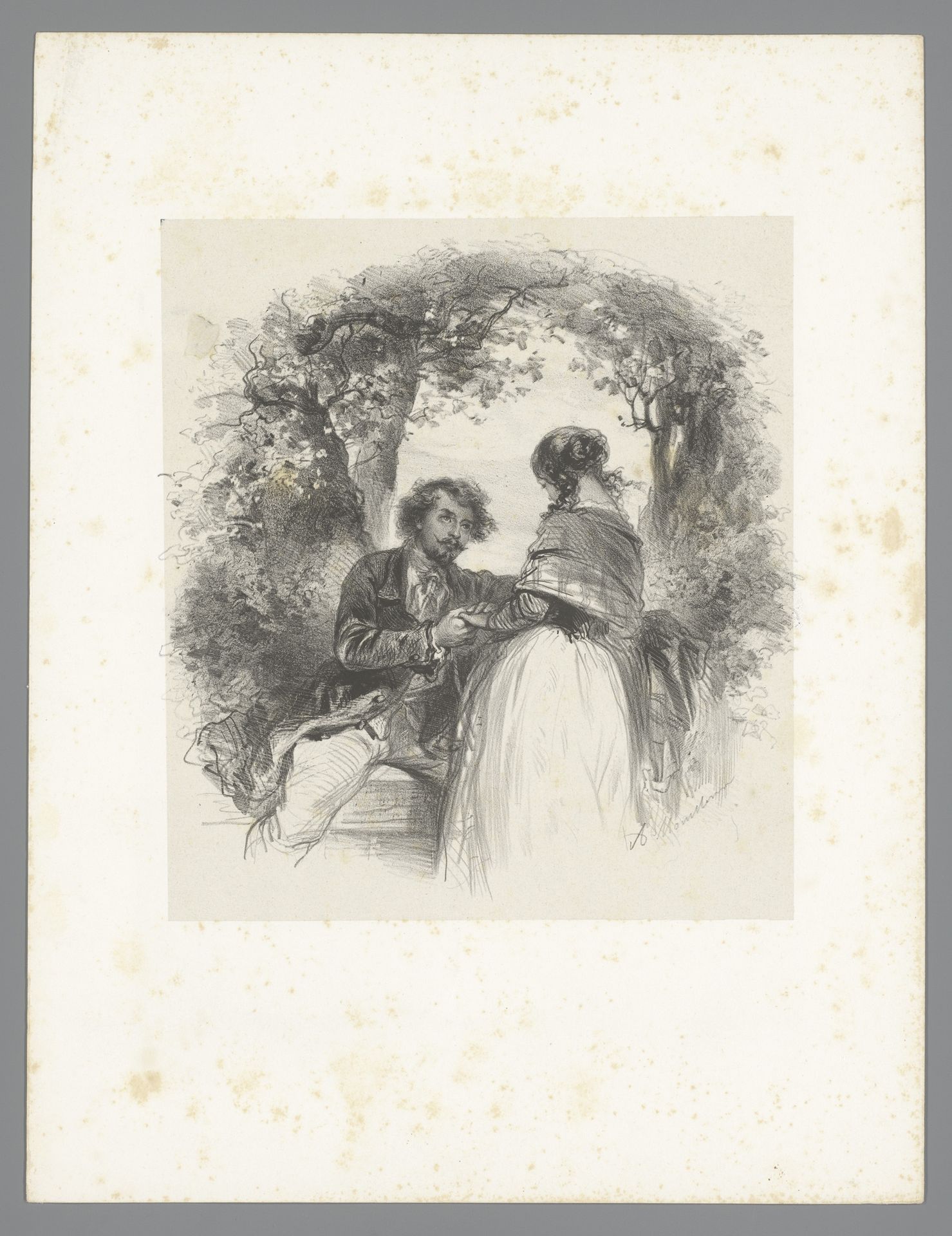 Liefdespaar in een tuin by Adolphe Mouilleron