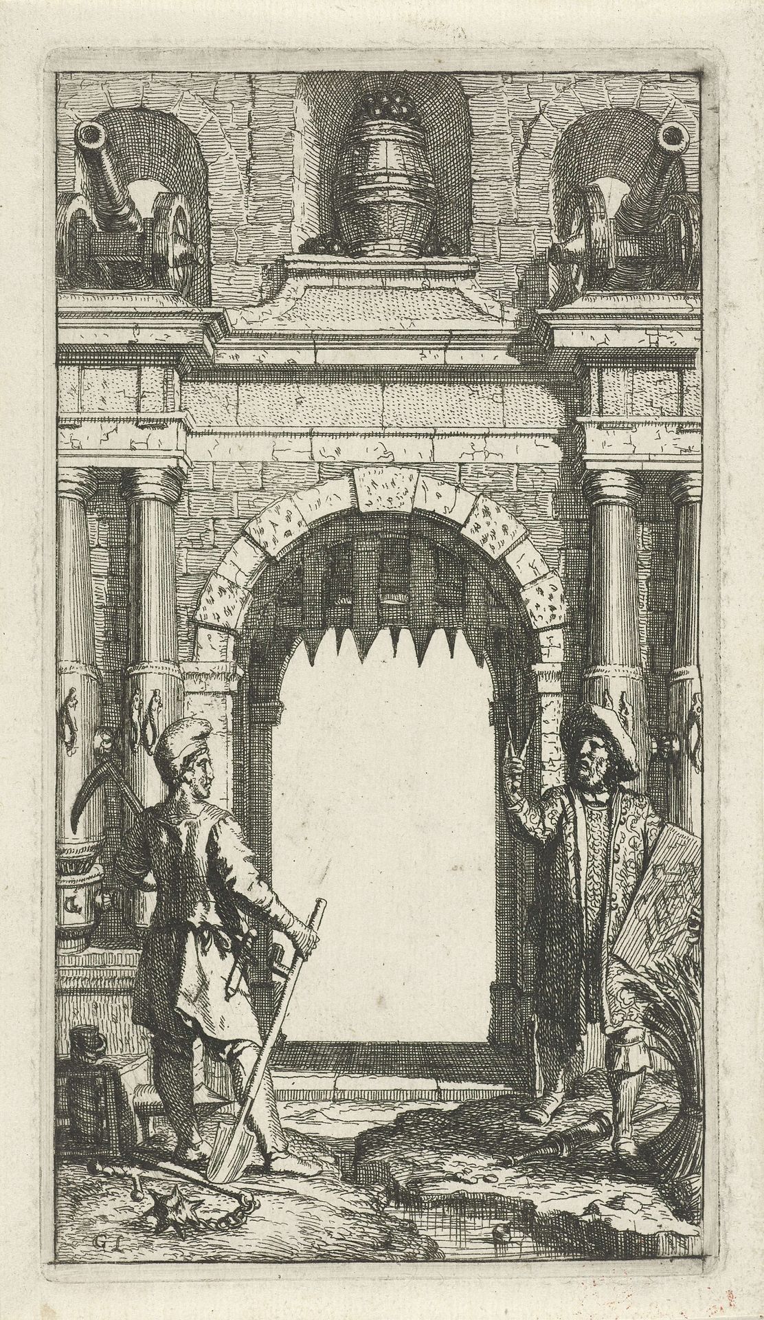 Twee figuren voor een poort by Gerard de Lairesse