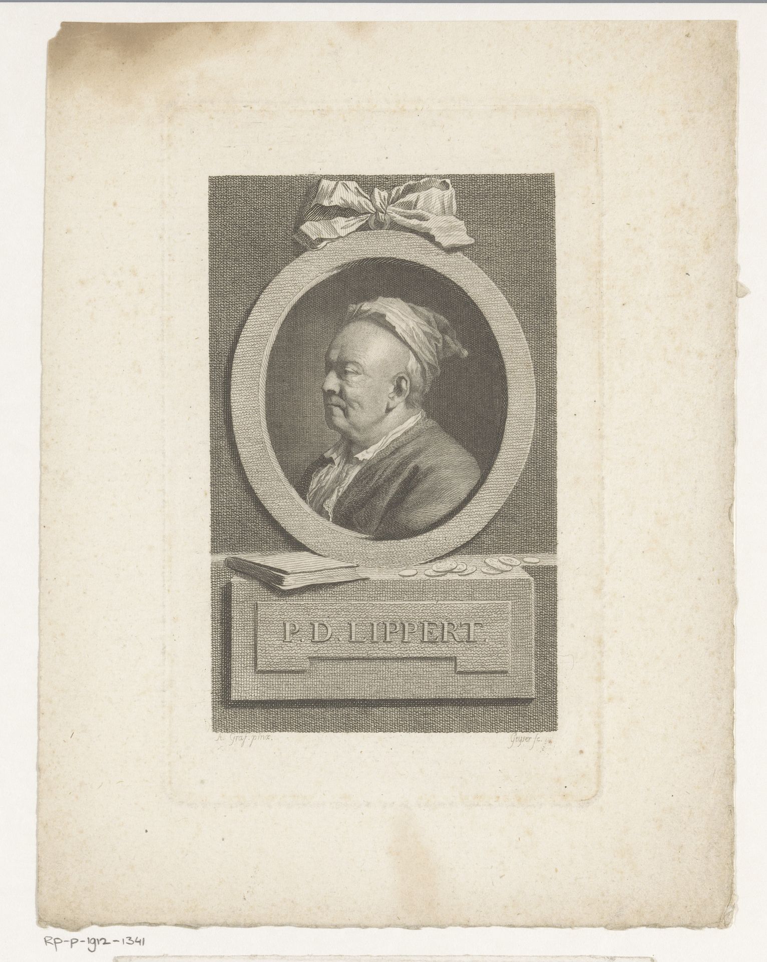 Portret van Philipp Daniel Lippert by Christian Gottlieb Geyser