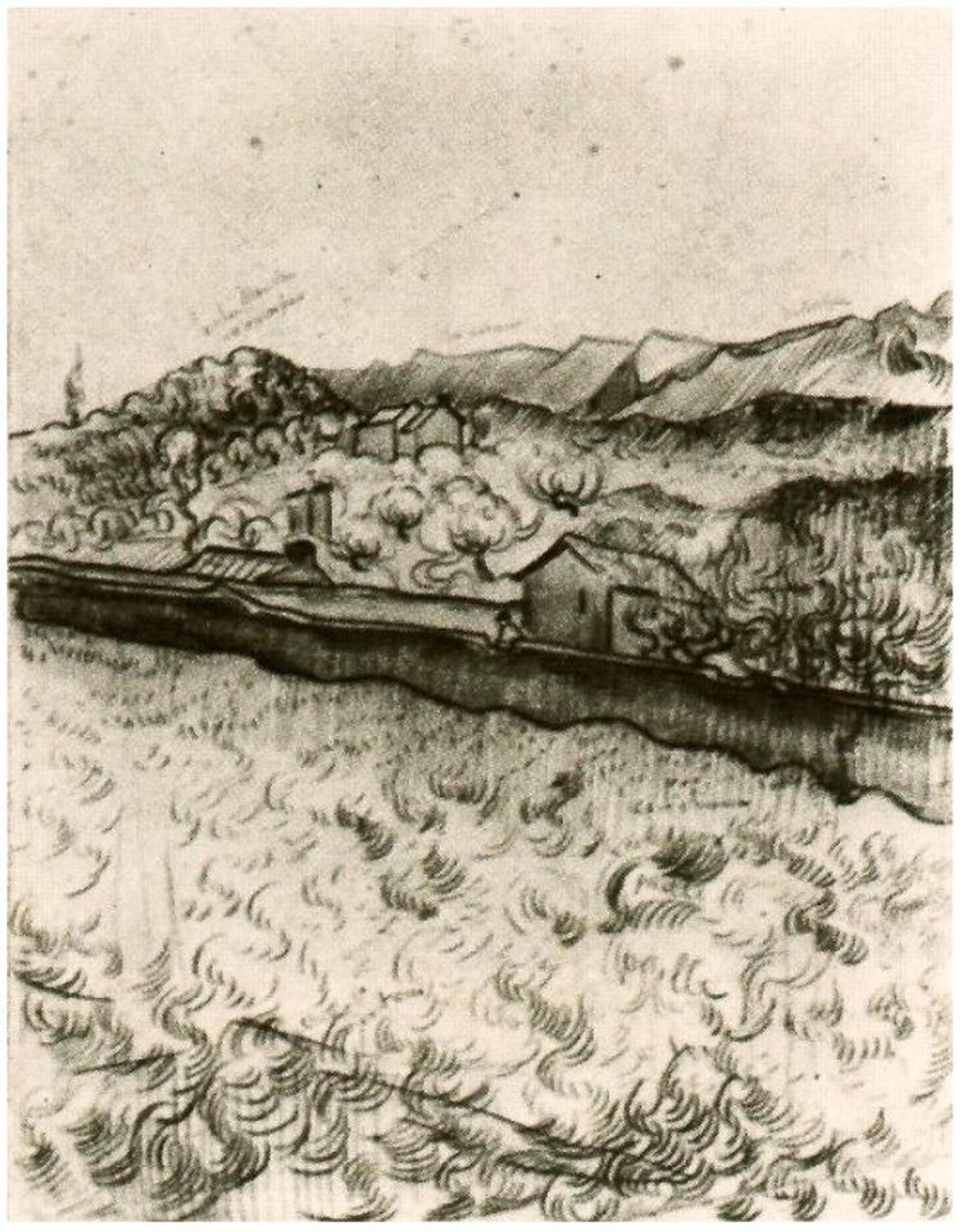 Mountain Landscape Seen across the Walls 2 by Vincent van Gogh