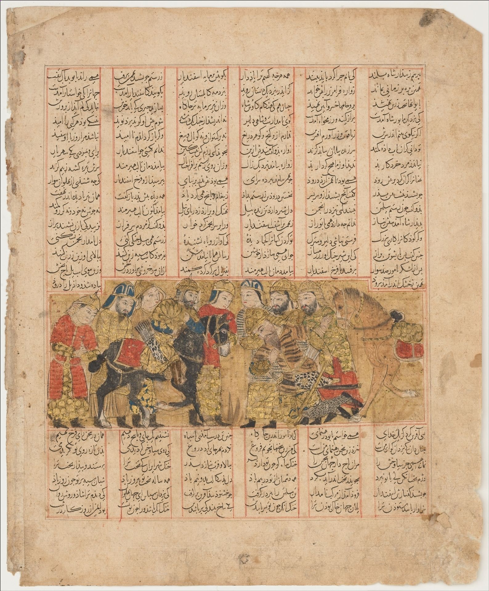 "Rustam Pleads for Tus Before Kai Khusrau," Folio from a Shahnama (Book of Kings) by Abu'l Qasim Firdausi