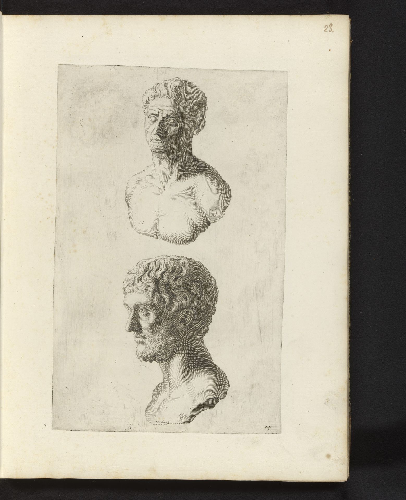 Bustes van Lucius Junius Brutus en Marcus Junius Brutus by Theodor Matham