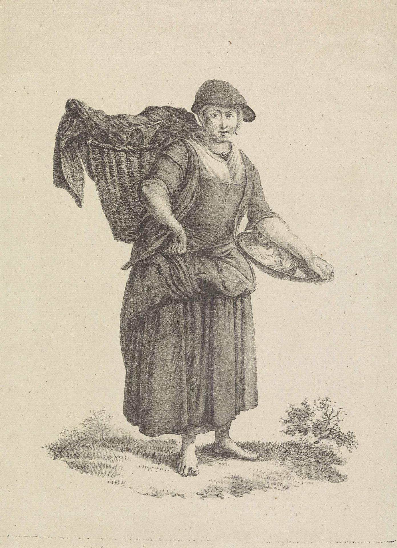 Vrouw met mand op de rug by Pieter Bartholomeusz. Barbiers