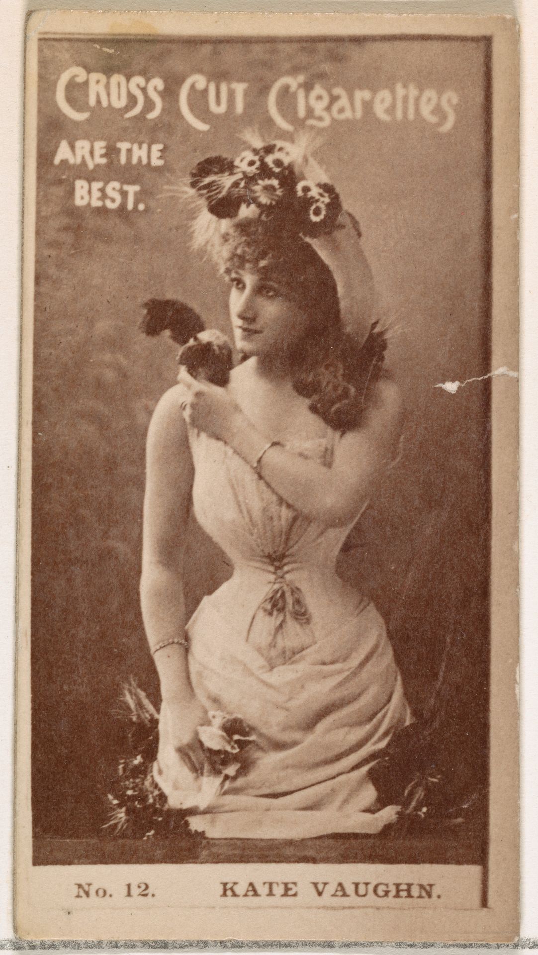 Card Number 12, Kate Vaughn, from the Actors and Actresses series (N145-2) issued by Duke Sons & Co. to promote Cross Cut Cigarettes by W. Duke, Sons & Co.