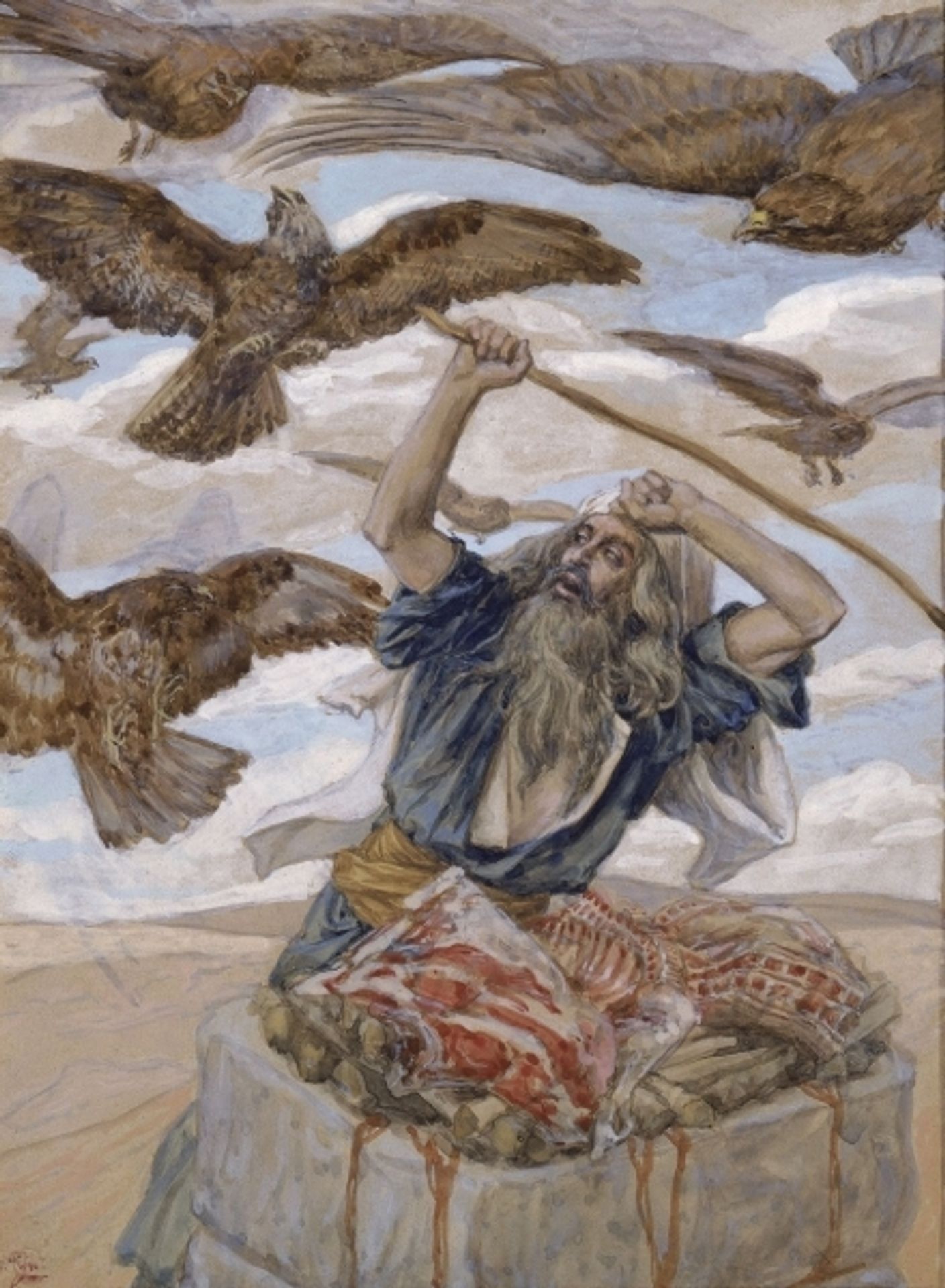 Abraham Guarding His Sacrifice by James Tissot