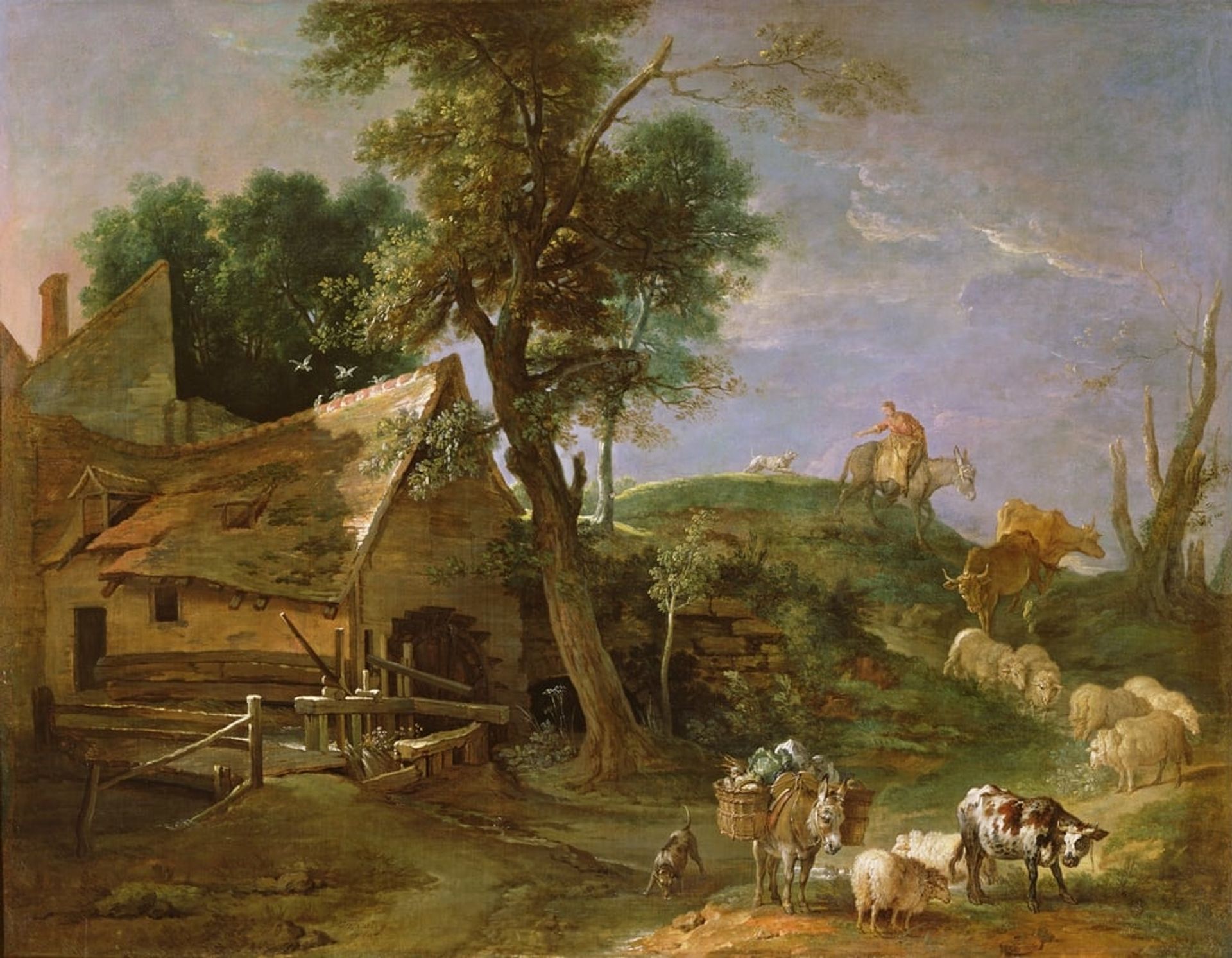 Landscape with water mill by Jean-Baptiste Oudry