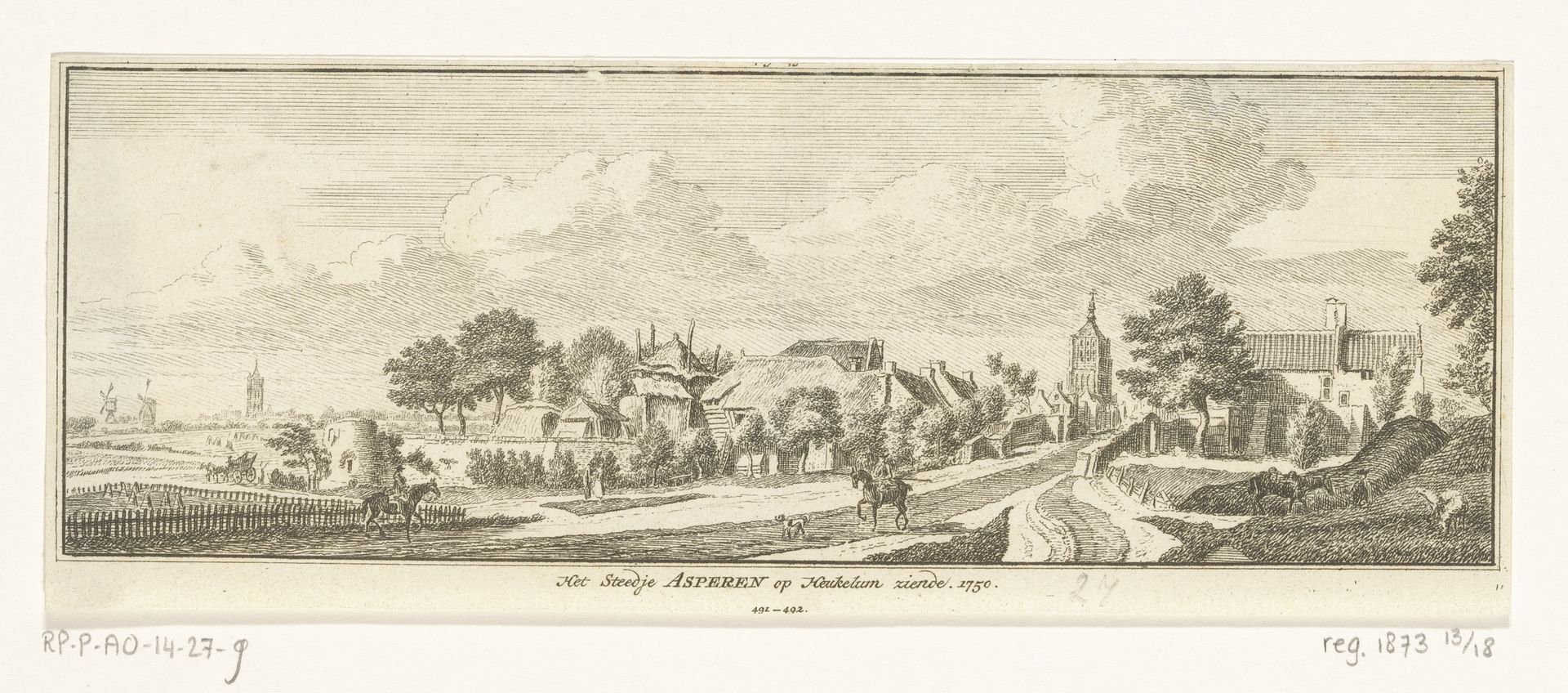 Gezicht op Asperen, 1750 by Hendrik Spilman