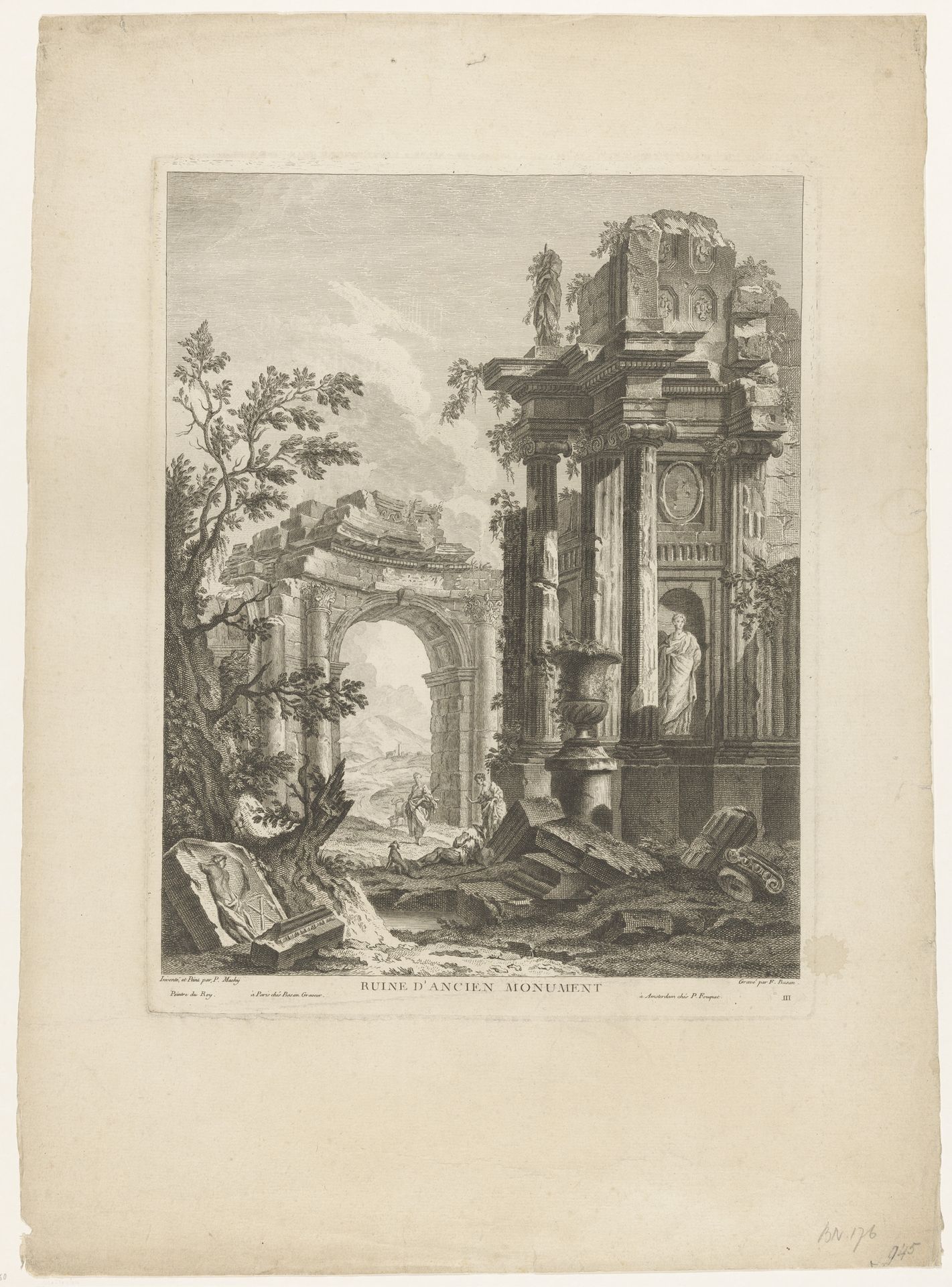 Ruïne van een antiek monument by Pierre François Basan