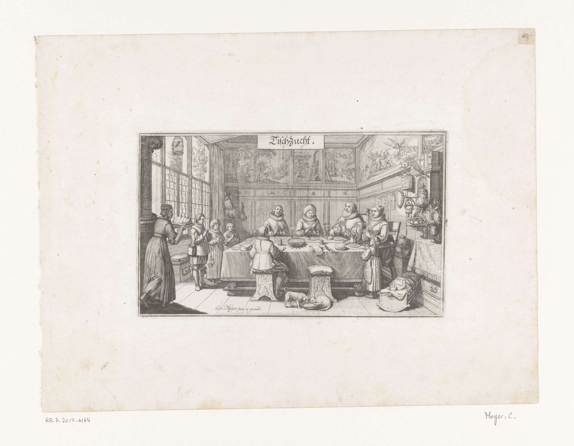 Familie van Dietrich Meyer aan tafel by Conrad Meyer