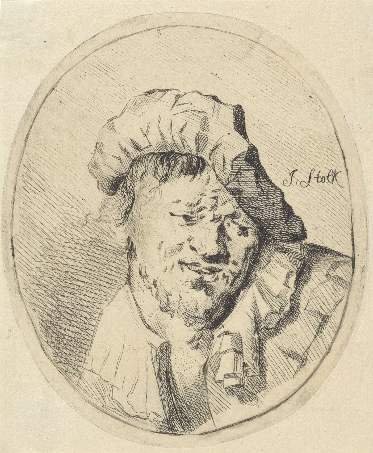 Portret van een man met baret by Jan Stolker