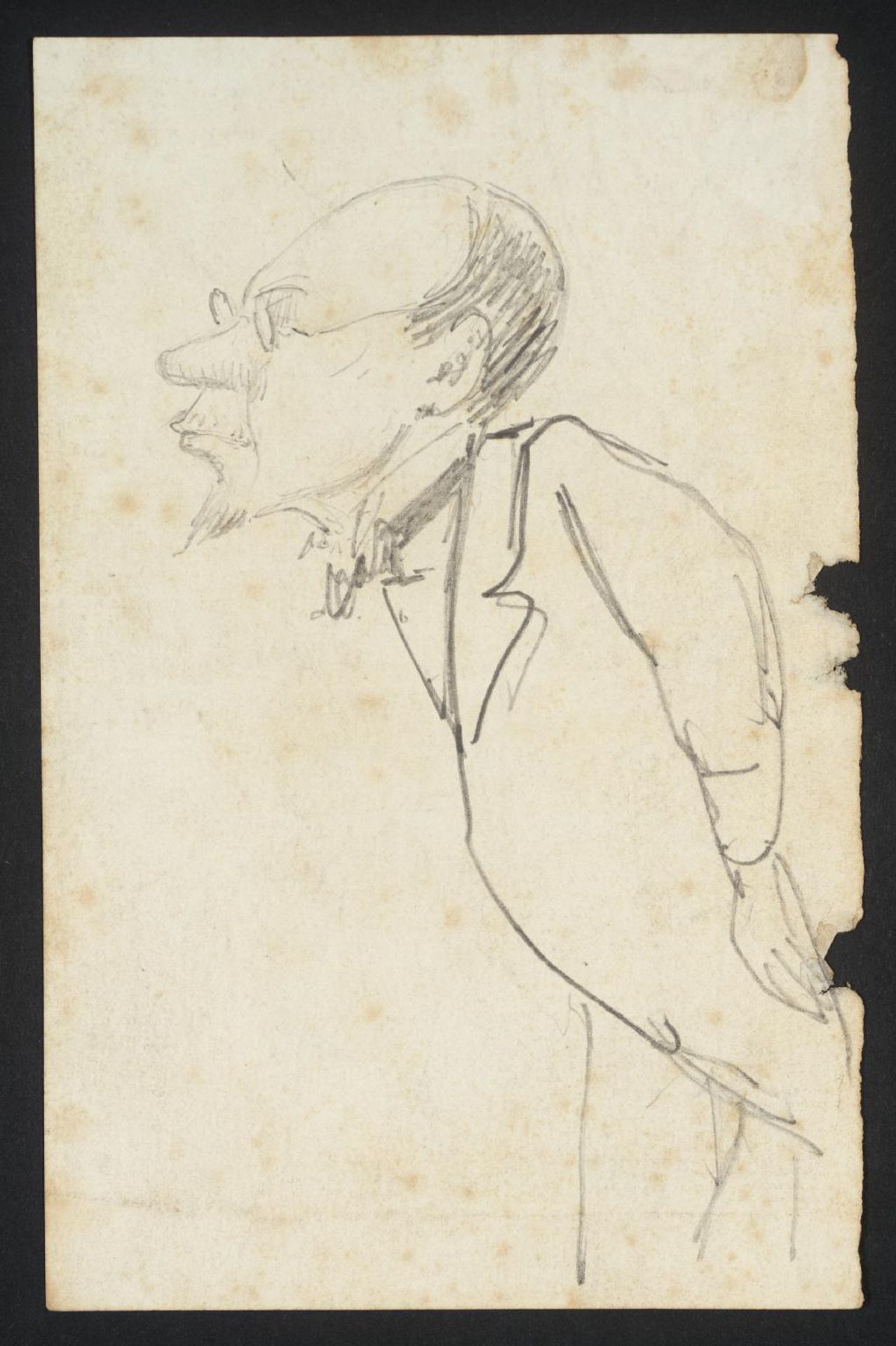 Caricature of a Man in Profile to Left by British School 20th century