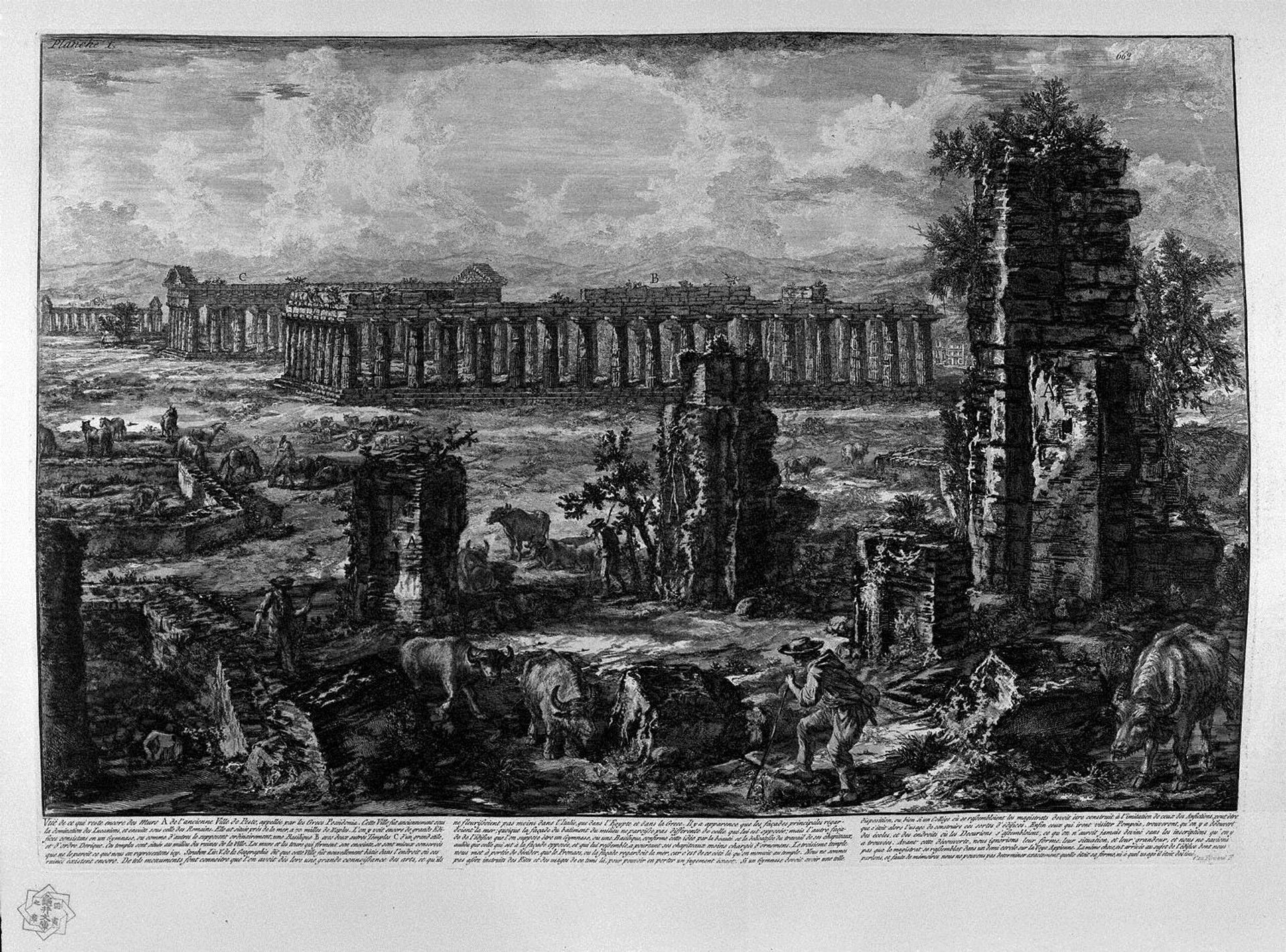 View the remains of the ancient city of Paestum by Giovanni Battista Piranesi