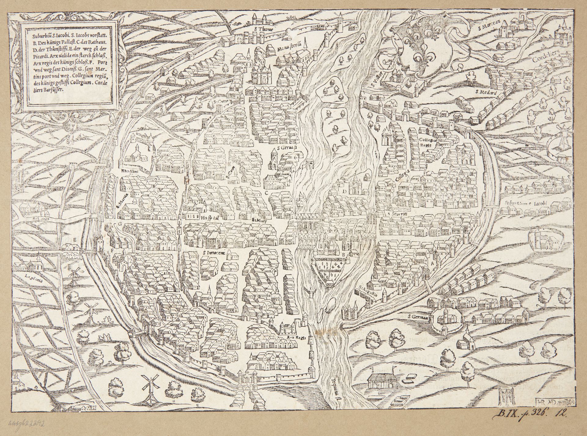Kort over Paris by Hans Rudolf Manuel Deutsch