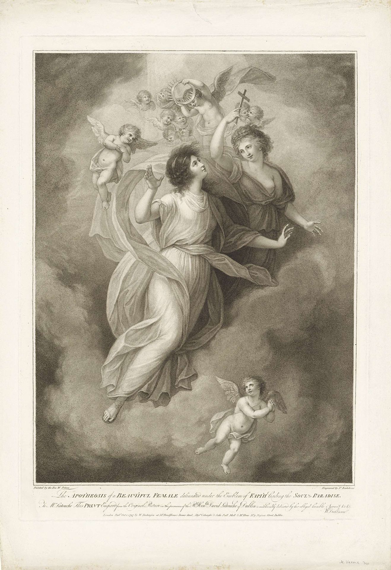 Het Geloof een vrouw naar het Paradijs brengende by Francesco Bartolozzi