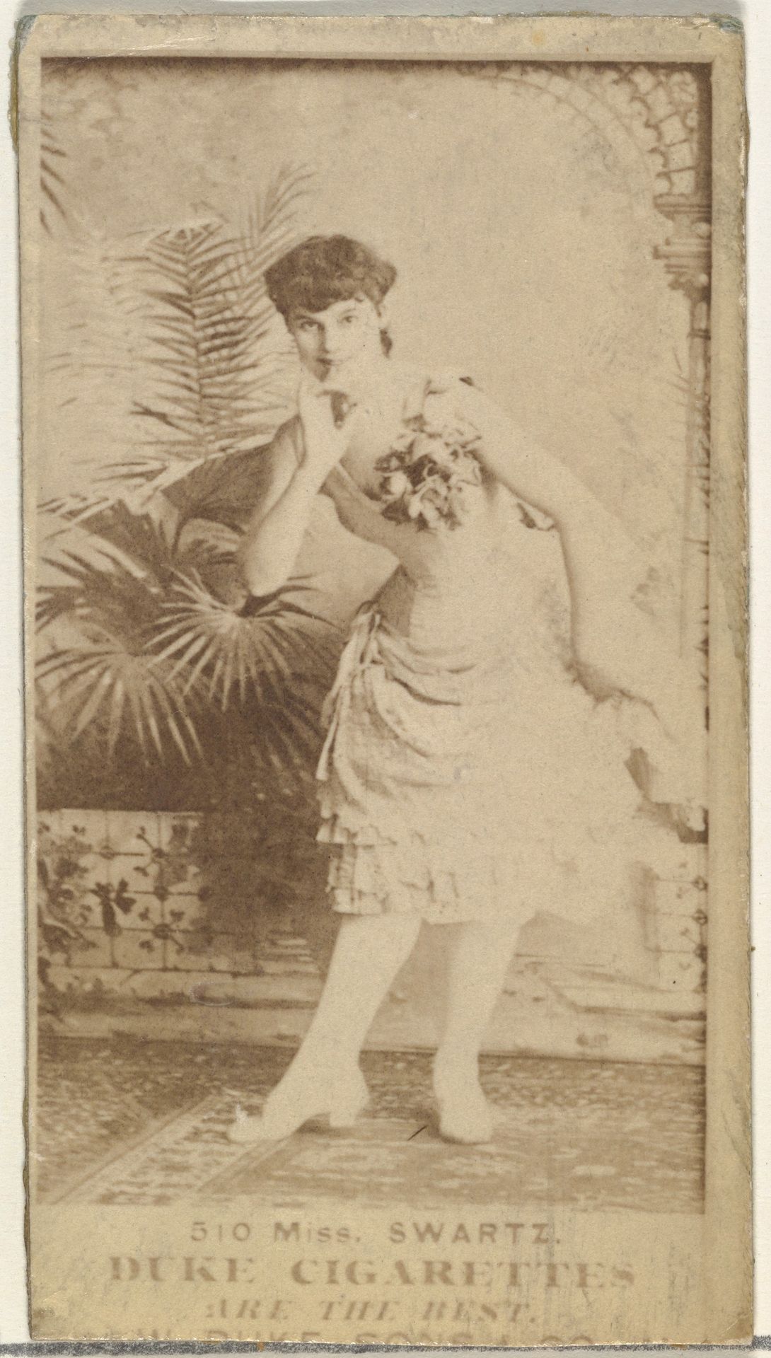 Card Number 510, Miss Schwartz, from the Actors and Actresses series (N145-7) issued by Duke Sons & Co. to promote Duke Cigarettes by W. Duke, Sons & Co.