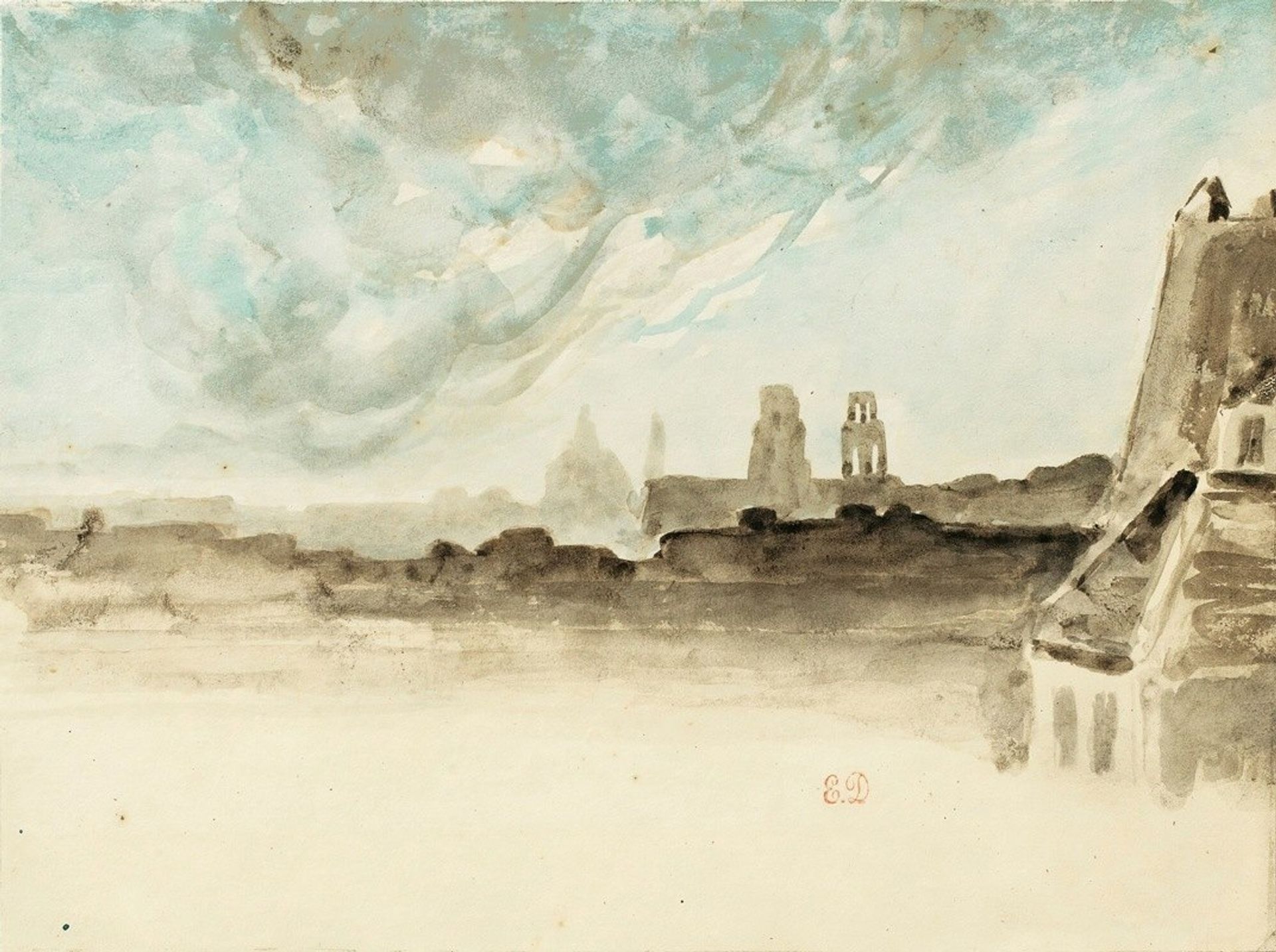 The Roofs Of Paris by Eugène Delacroix