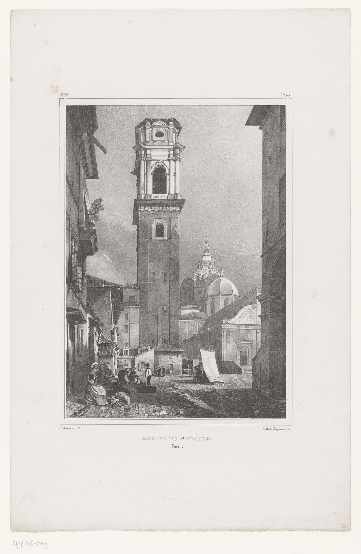 Gezicht op de Cappella della Sacra Sindone te Turijn by Louis Jules Frederic Villeneuve