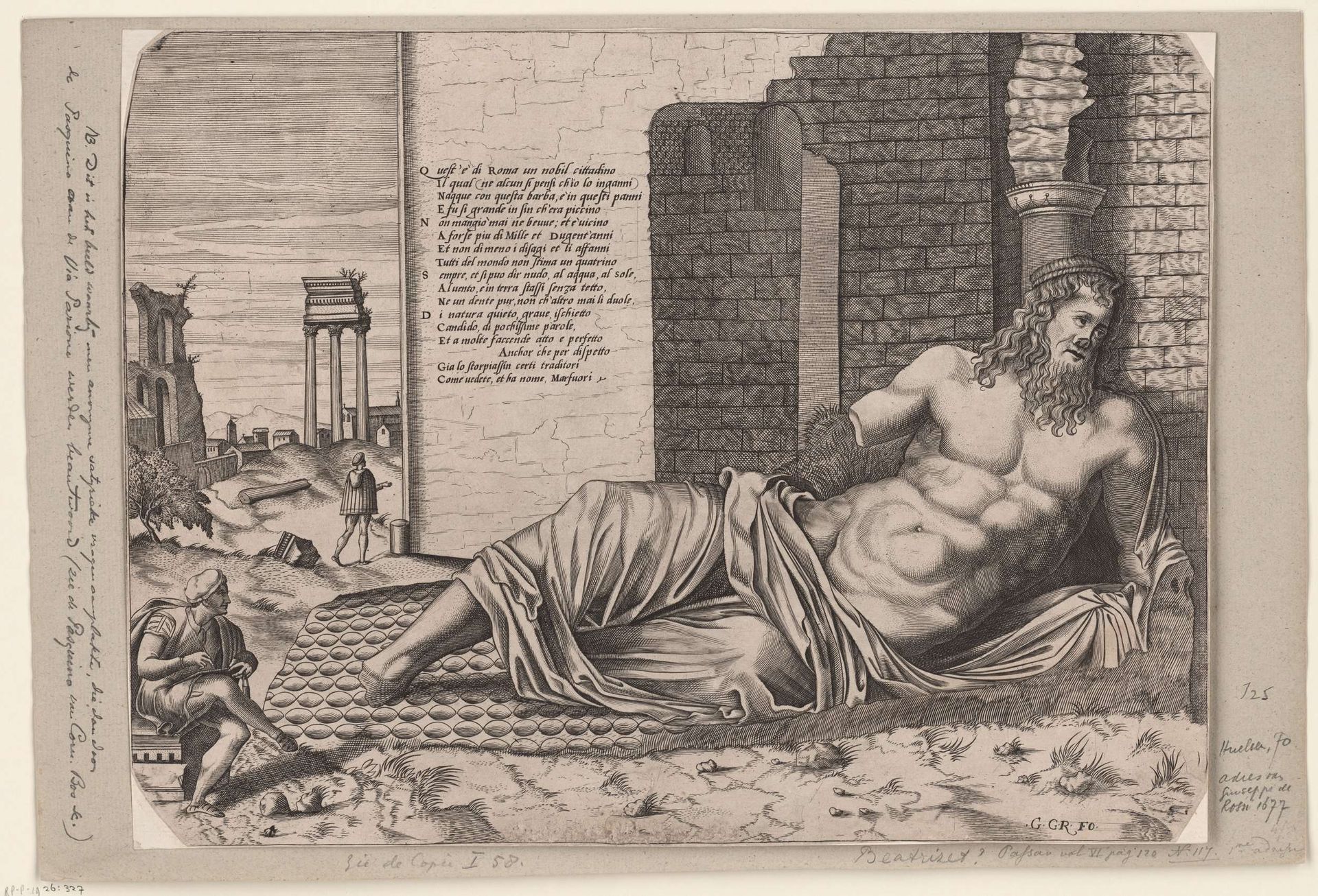 Een tekenaar bij het beeld van de Tiber (Marforio) by Anonymous