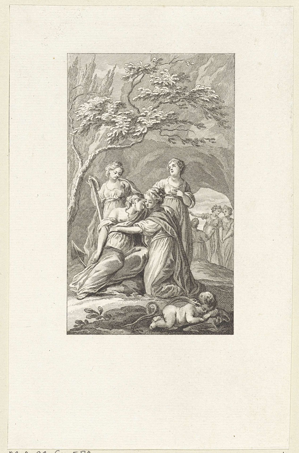 Allegorie met personificaties van Trouw, Onschuld en Onnozelheid by Reinier Vinkeles