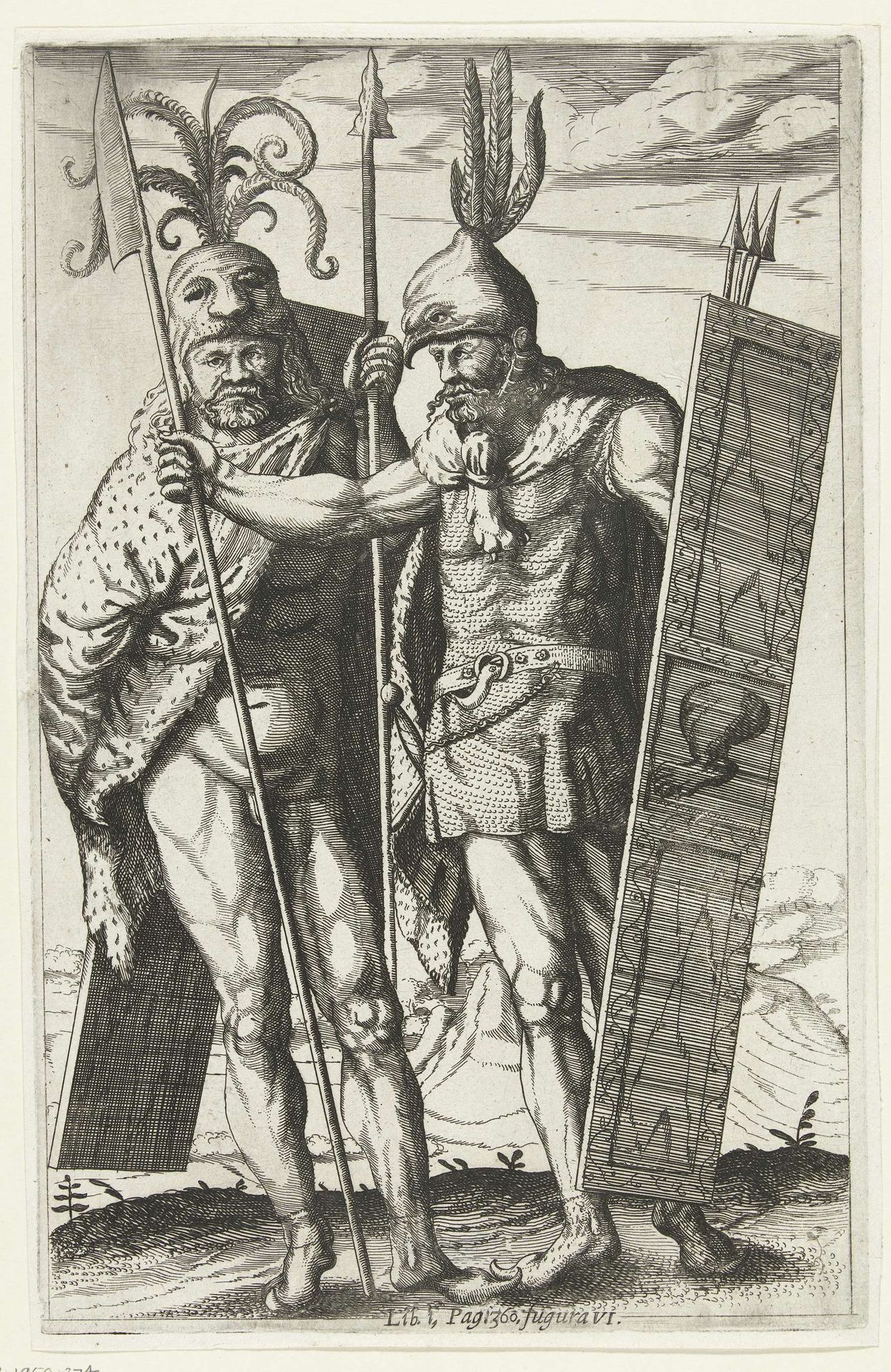 Twee Germaanse krijgers, figura VI by Nicolaes van Geelkercken