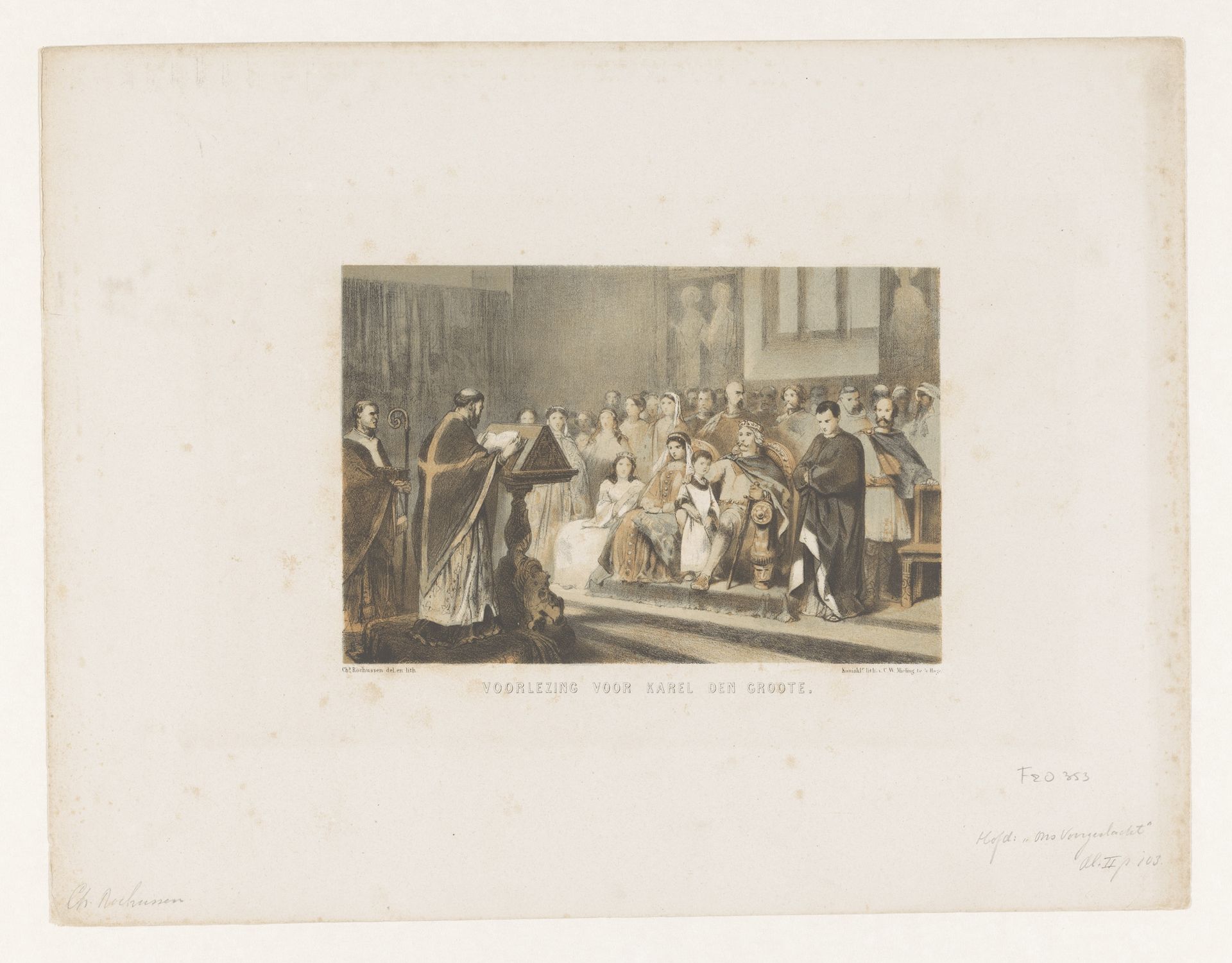 Priester leest voor aan Karel de Grote by Charles Rochussen