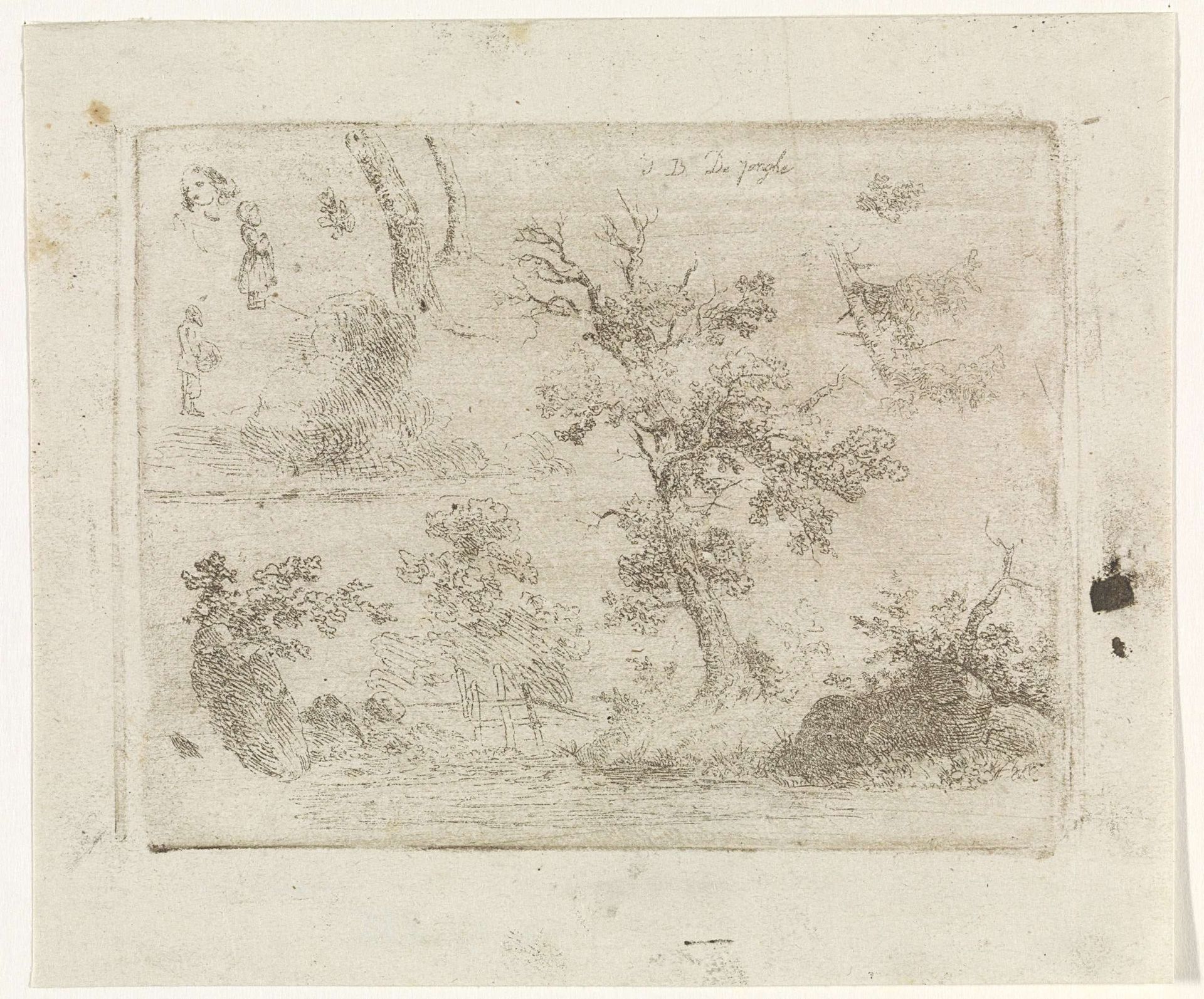 Landschap en figuurstudies by Jan Baptiste de Jonghe