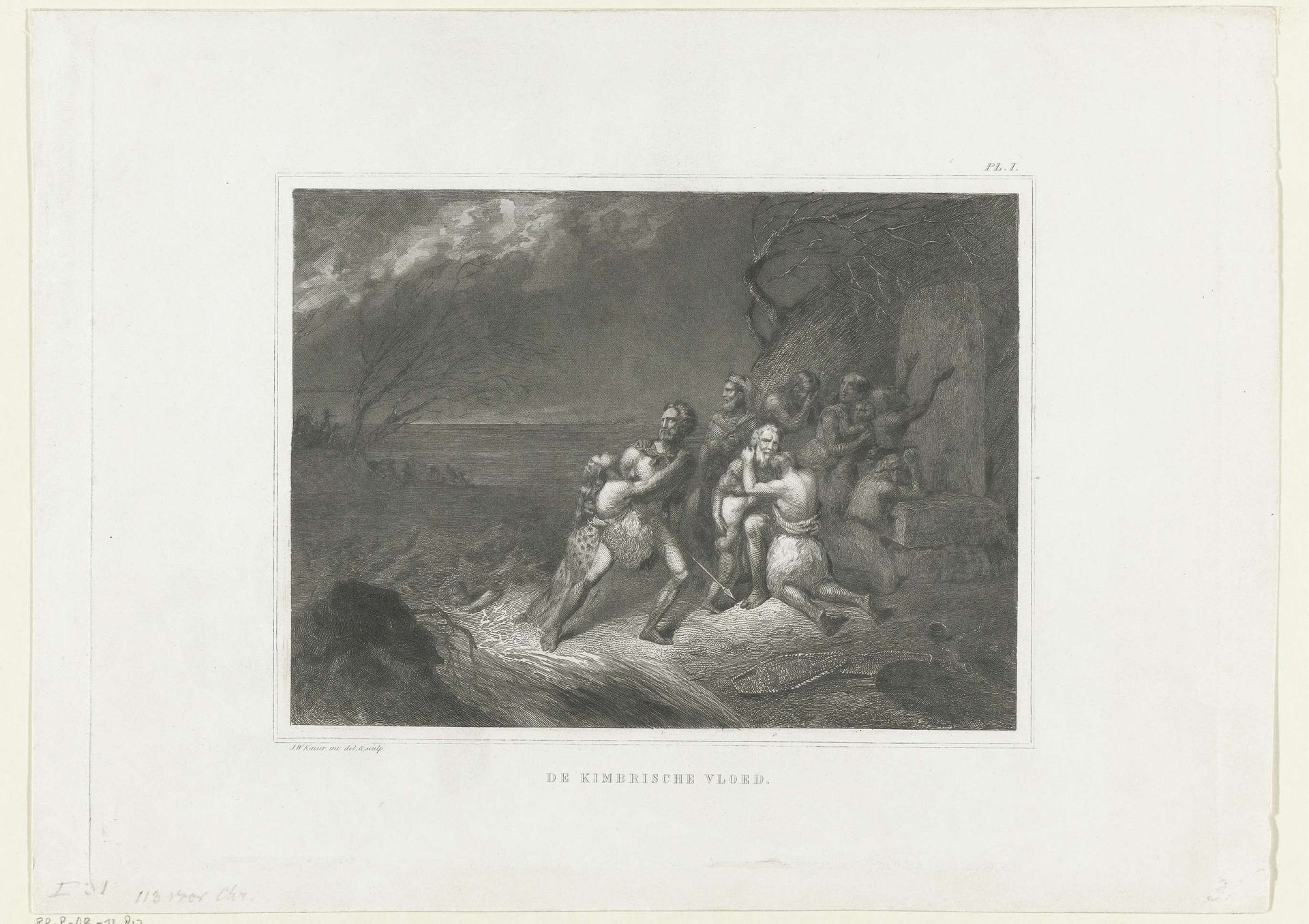 De Cimbrische vloed, 113 v.Chr. by Johann Wilhelm (I) Kaiser