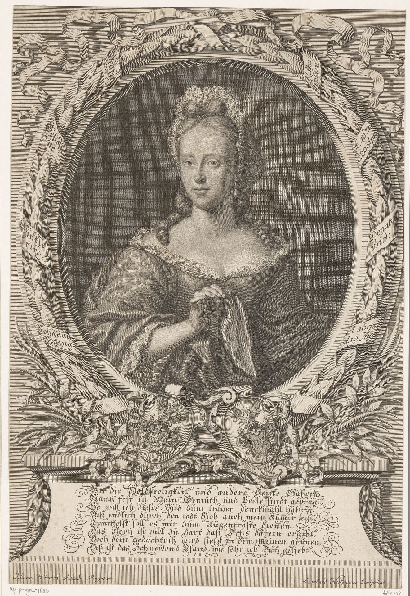 Portret van Johanna Regina Winckler by Leonhard Heckenauer