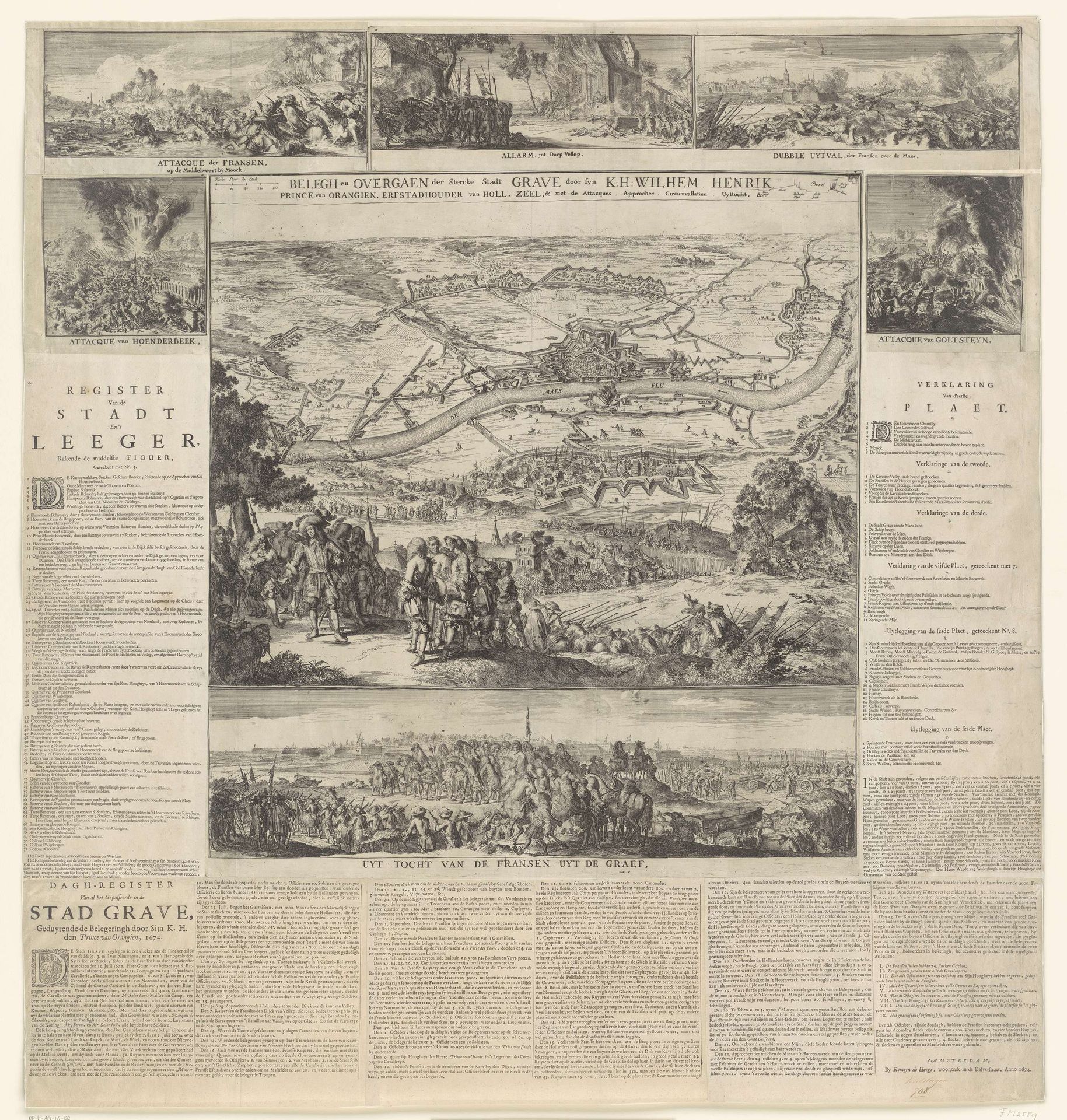 Beleg en verovering van Grave door Willem III, 1674 by Romeyn de Hooghe