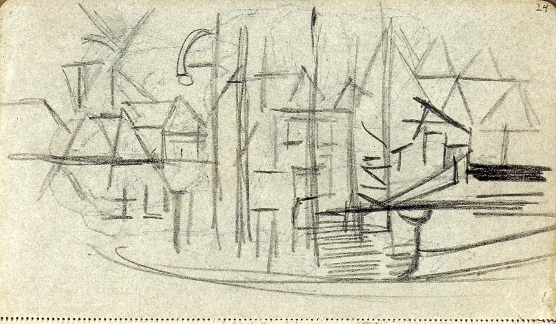 Abstracted cityscape from sketchbook 130 by Theo van Doesburg