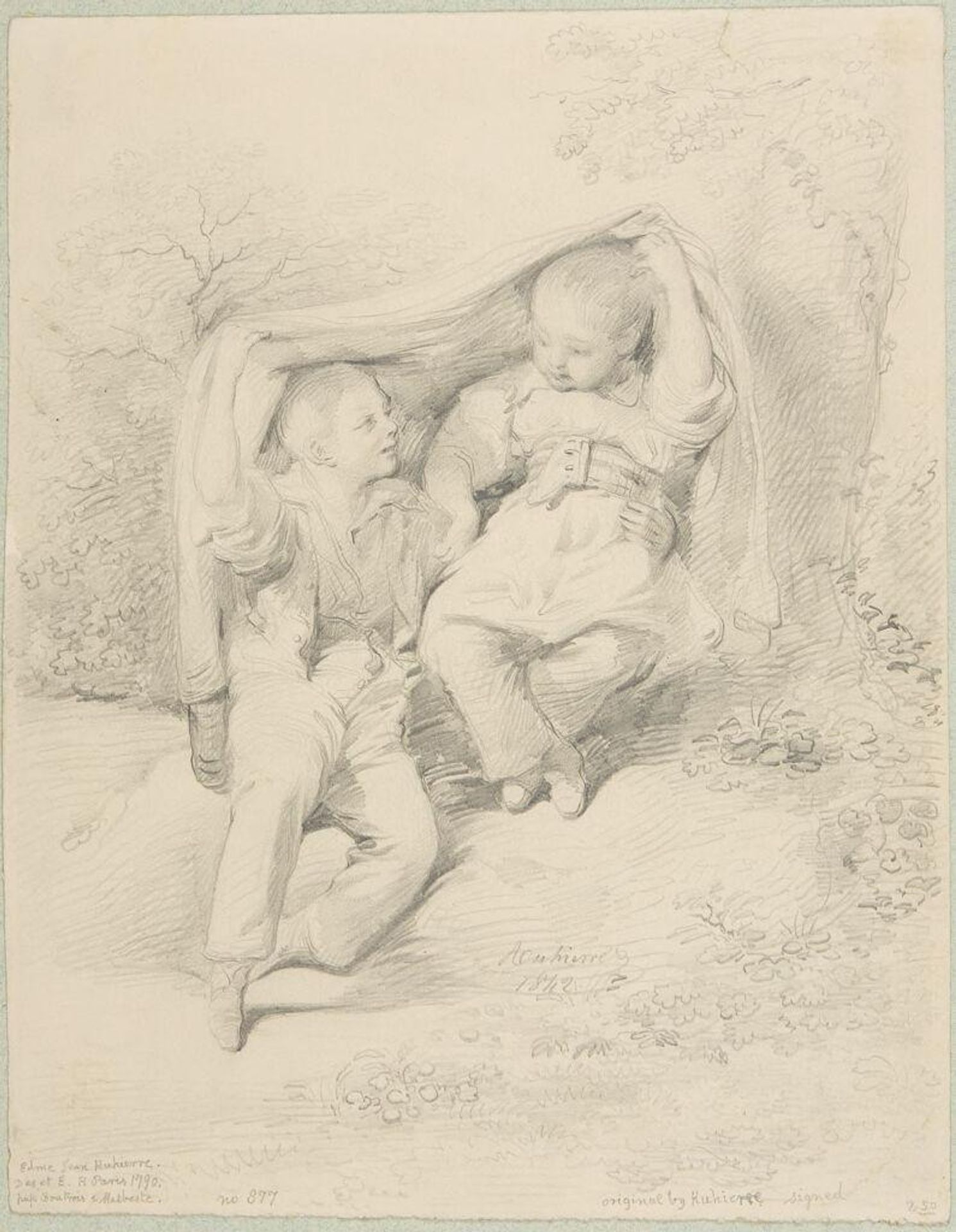 Two Children Playing by Edme Jean Ruhierre