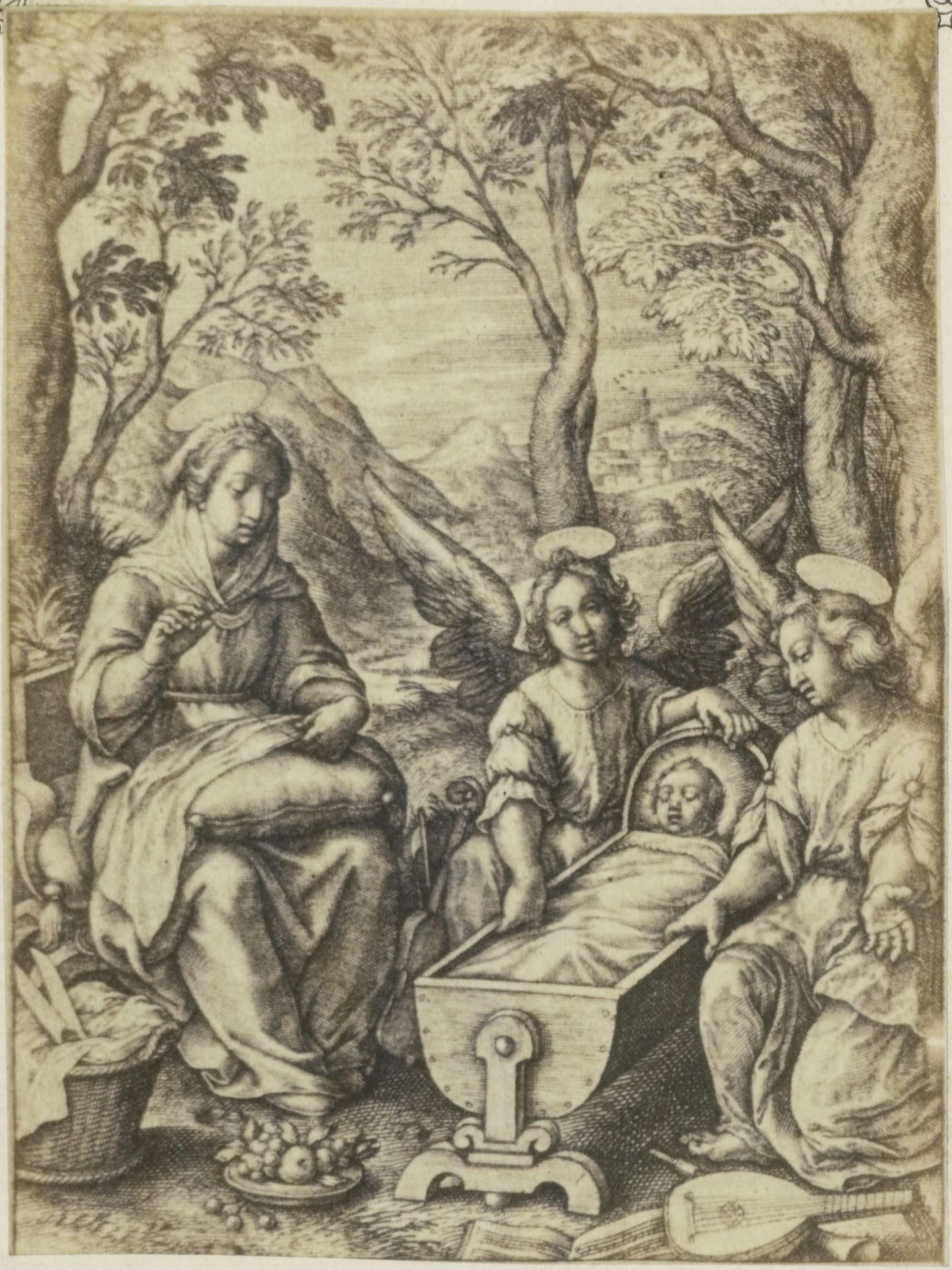 Fotoreproductie van de gravure Le sommeil de Jesus door Hieronymus Wierix by Edmond Fierlants