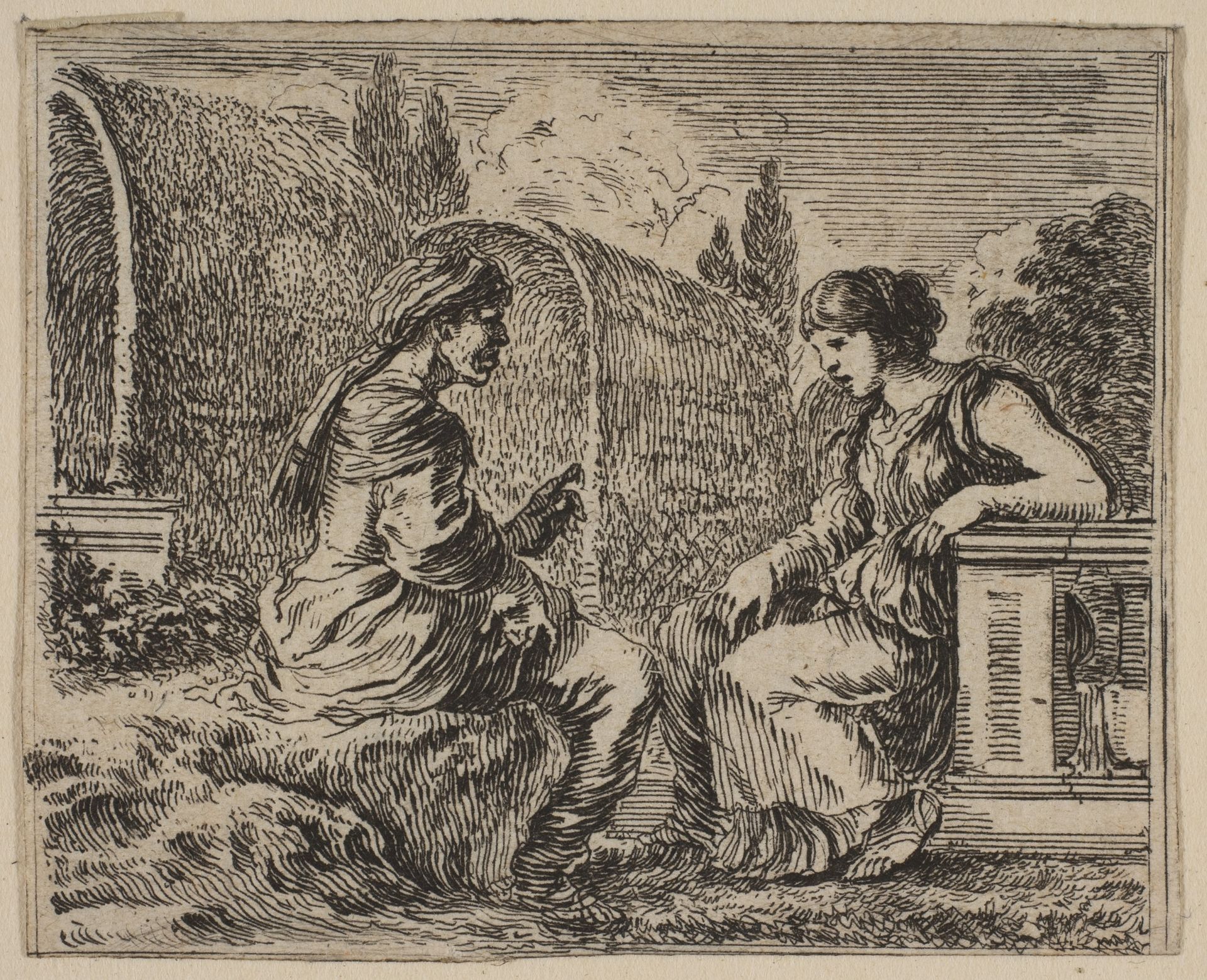 Vertumnus and Pomona, from 'Game of Mythology' (Jeu de la Mythologie) by Stefano della Bella