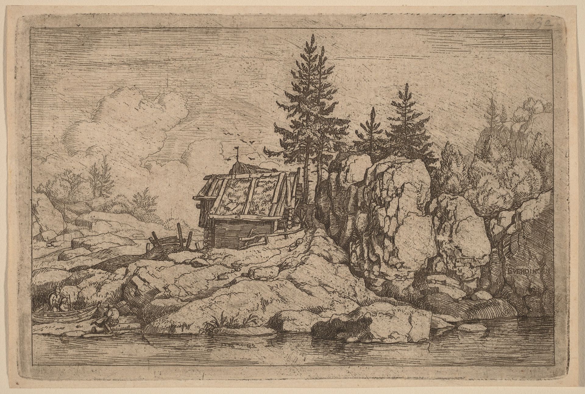 Two Fir Trees near Cottages by Allart van Everdingen