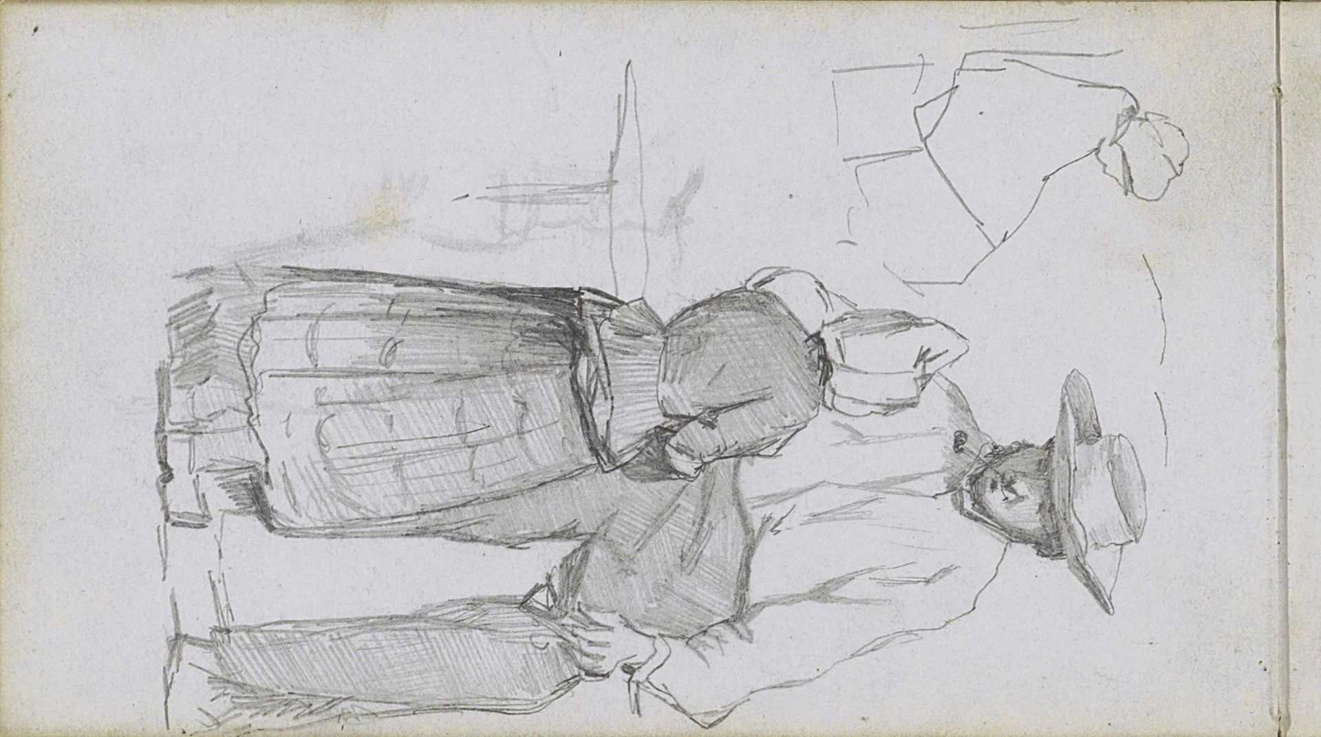 Zittende vrouw, man met een pijp en een vrouw op klompen by Johan Hendrik Weissenbruch