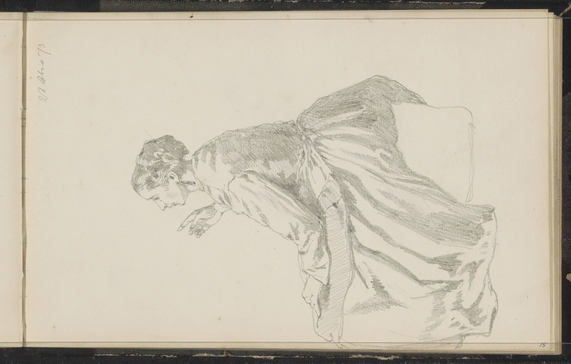 Zittende vrouw met opgeheven rechterhand by Cornelis Springer