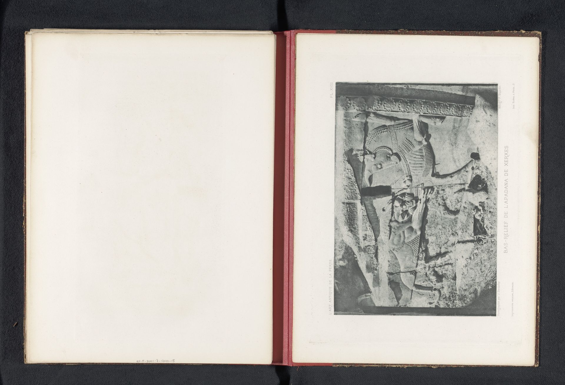 Reliëf van een leeuw en een os, van de apadana van Xerxes in Persepolis by Jane Dieulafoy