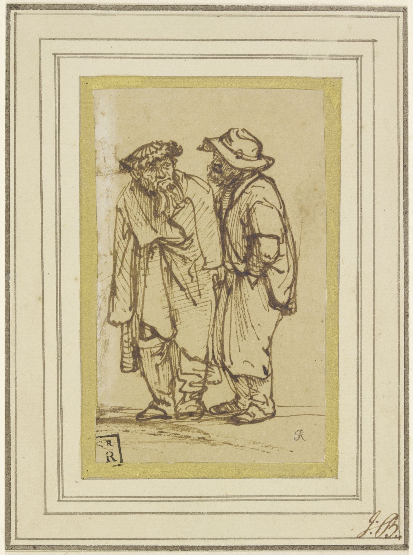 Two men talking by Rembrandt van Rijn