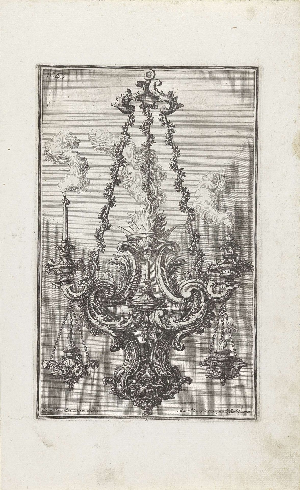 Kroonluchter met ranken met bladeren by Maximilian Joseph Limpach