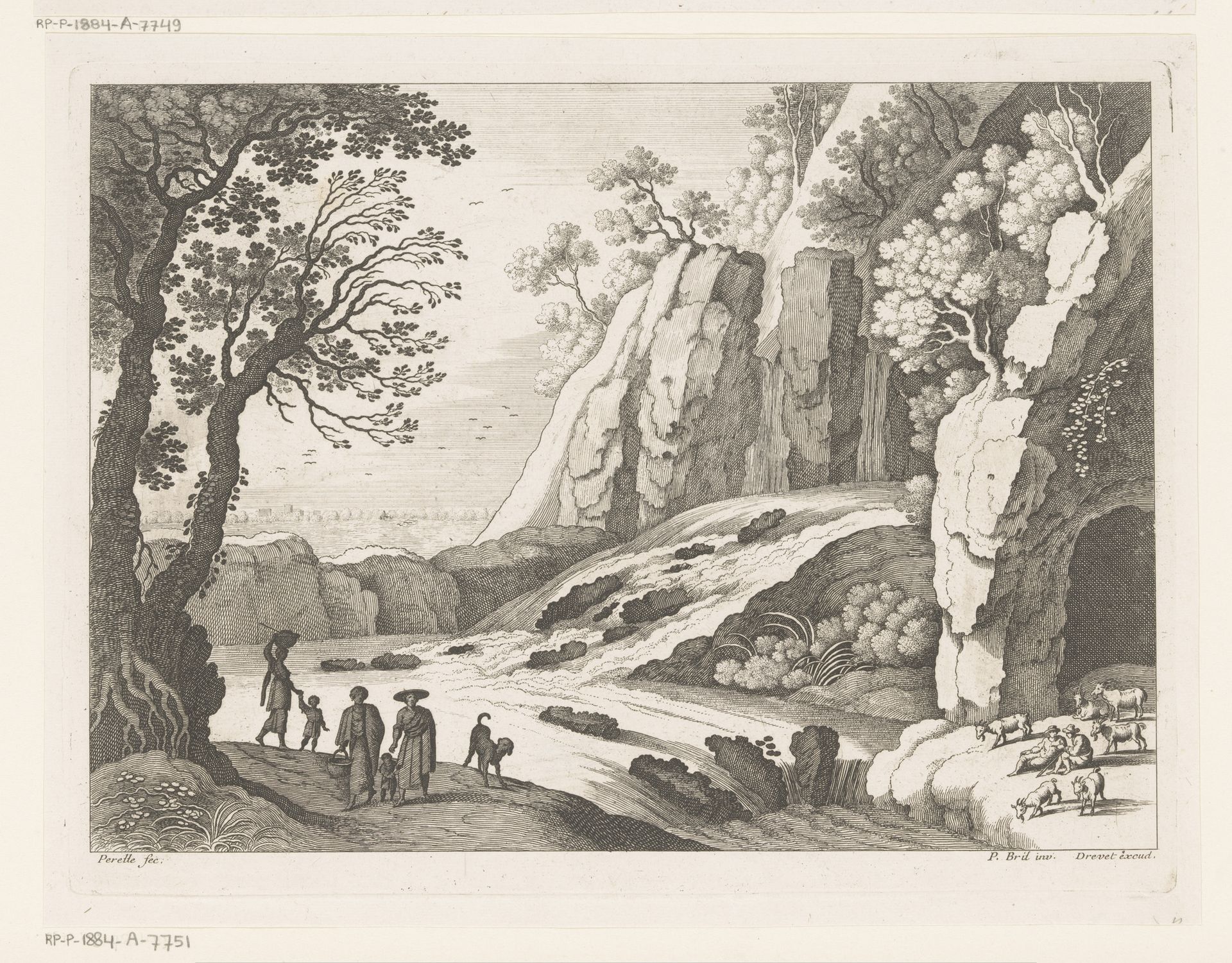 Figuren bij een waterval by Nicolas Perelle